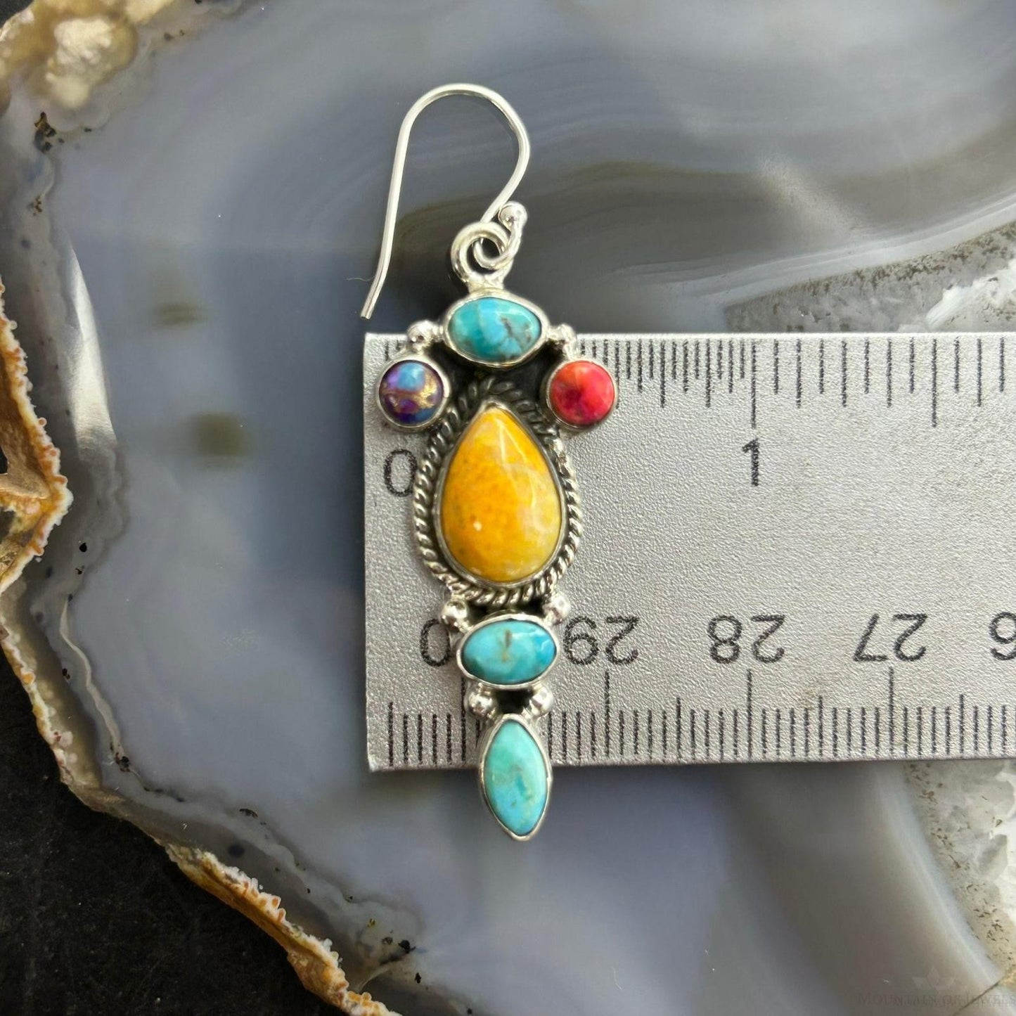 Sterling Silver Southwestern Style Multistone Dangle Earrings For Women #4