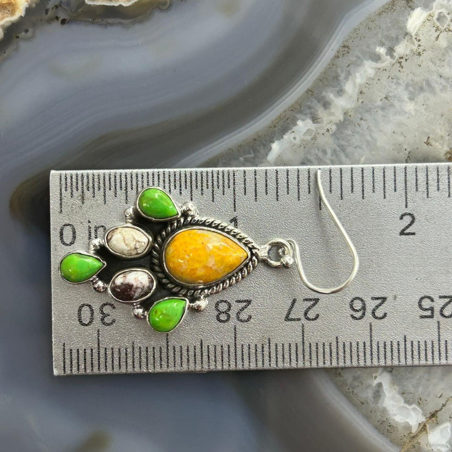 Sterling Silver Southwestern Style Multistone Dangle Earrings For Women #5