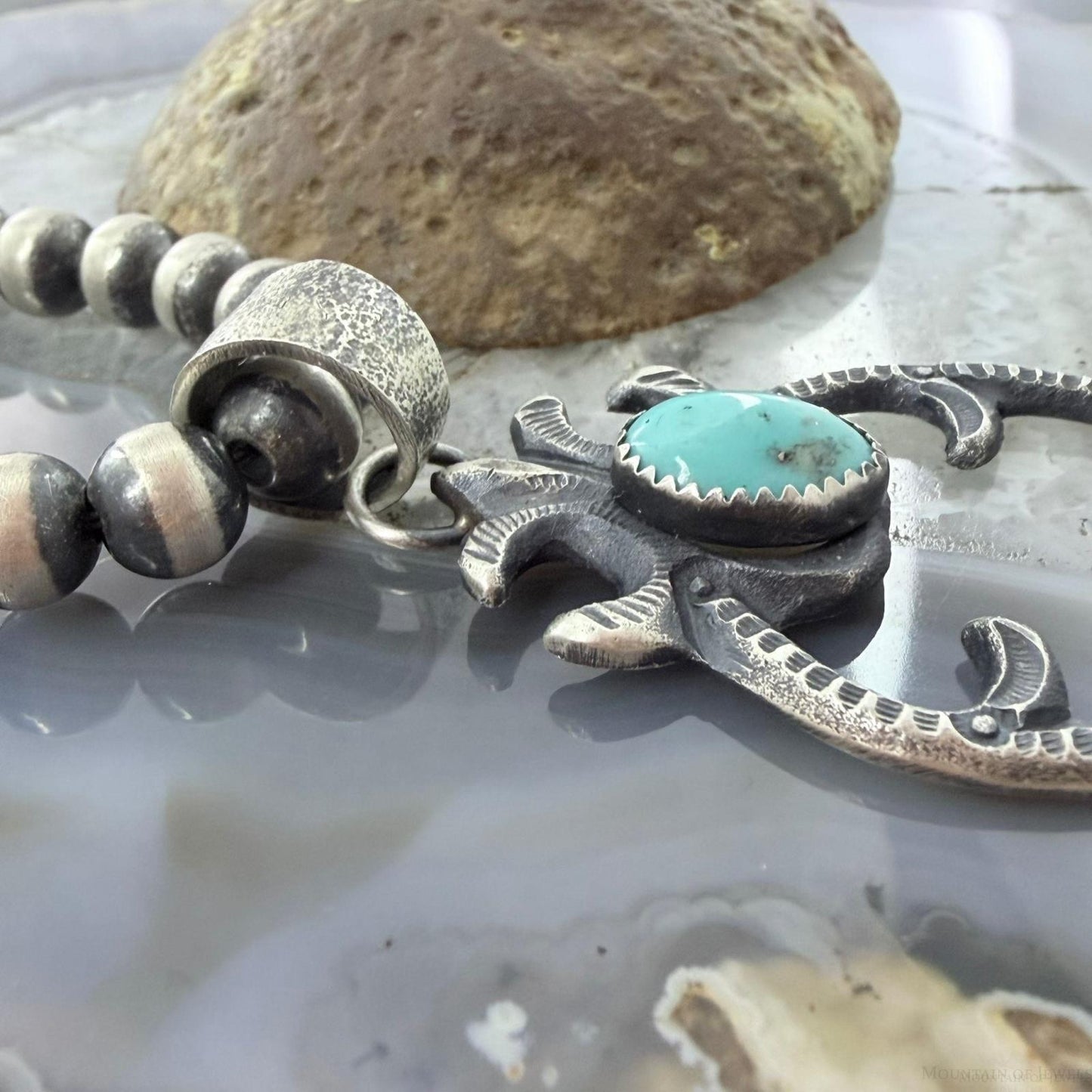 Eva & Linberg Billah Sterling Silver Turquoise Decorated Unisex Naja Pendant