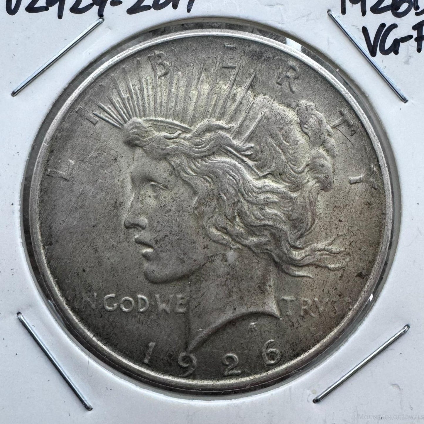 1926-D US 90% Peace Silver Dollar VG-F #102924-2GP
