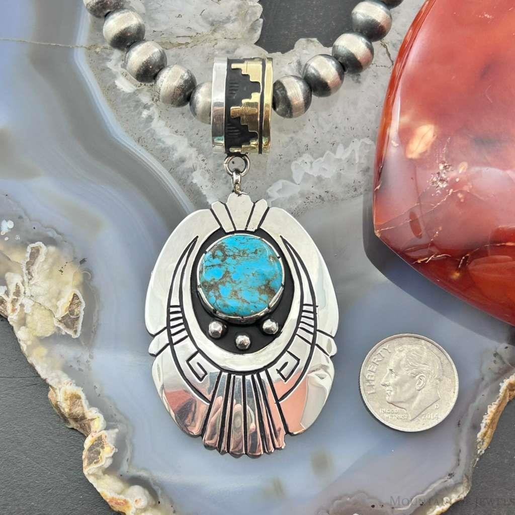 Tommy & Rosita Singer Sterling Silver Overlay w/Turquoise Unisex Pendant