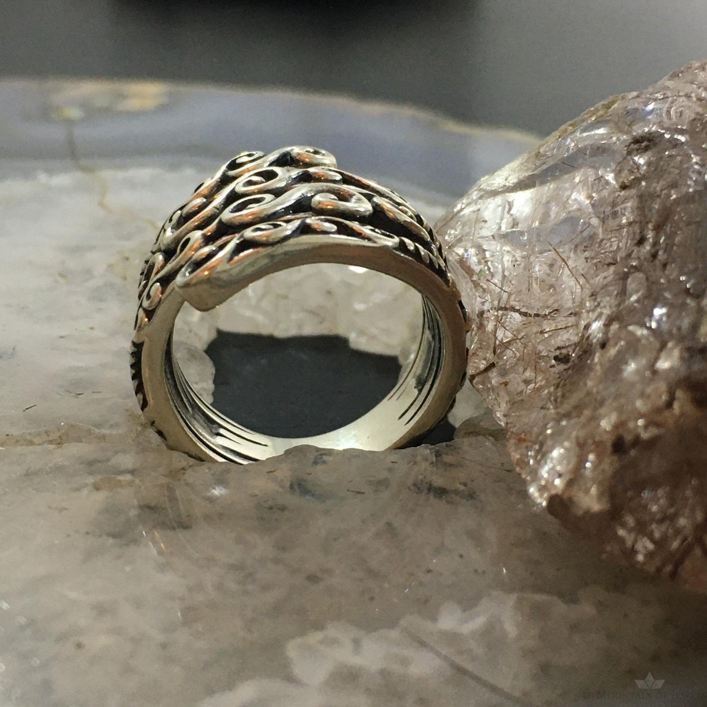 Carolyn Pollack Southwestern Style Sterling Silver Decorated Coil Ring For Women