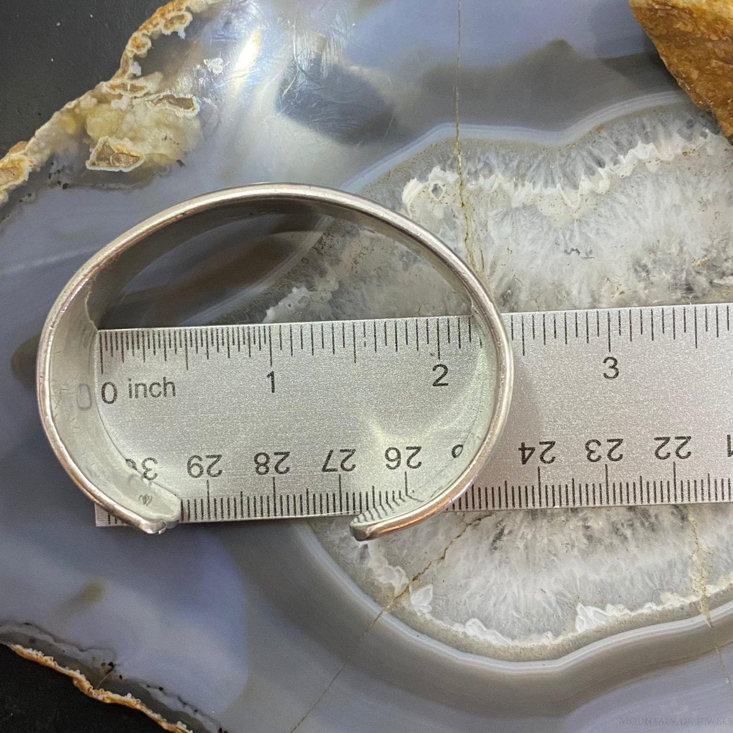 Vintage Native American Silver Stamped & Decorated Heavy Bracelet For Women