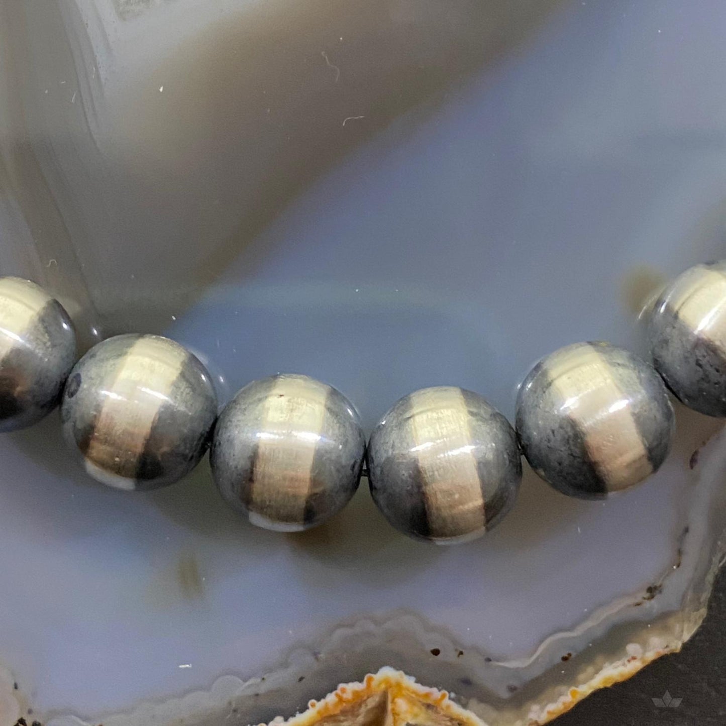 Navajo Pearl Beads 10 mm Sterling Silver Necklace Length 18" For Women