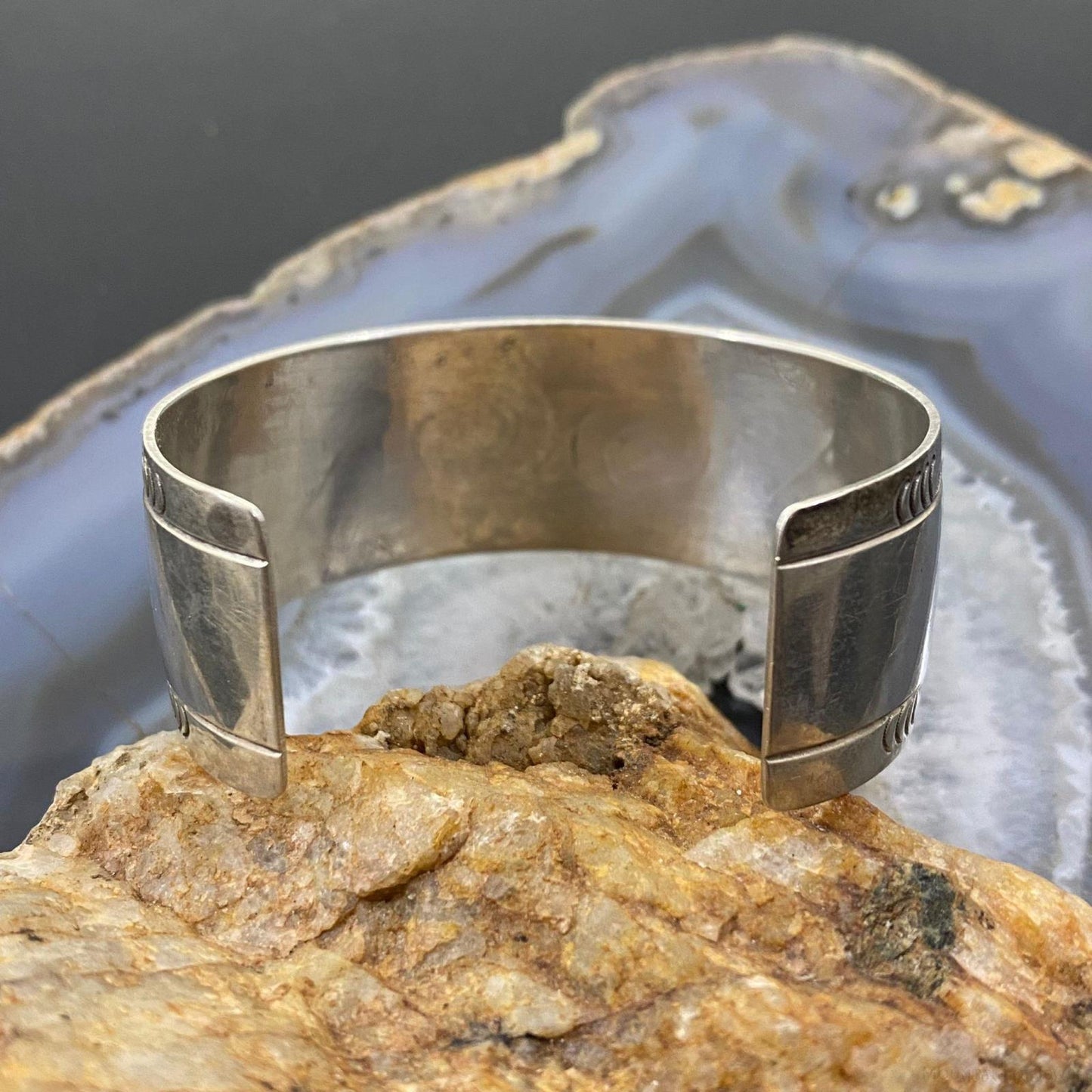 Gibson Gene Navajo Vintage Native American Sterling Silver Overlay Bracelet