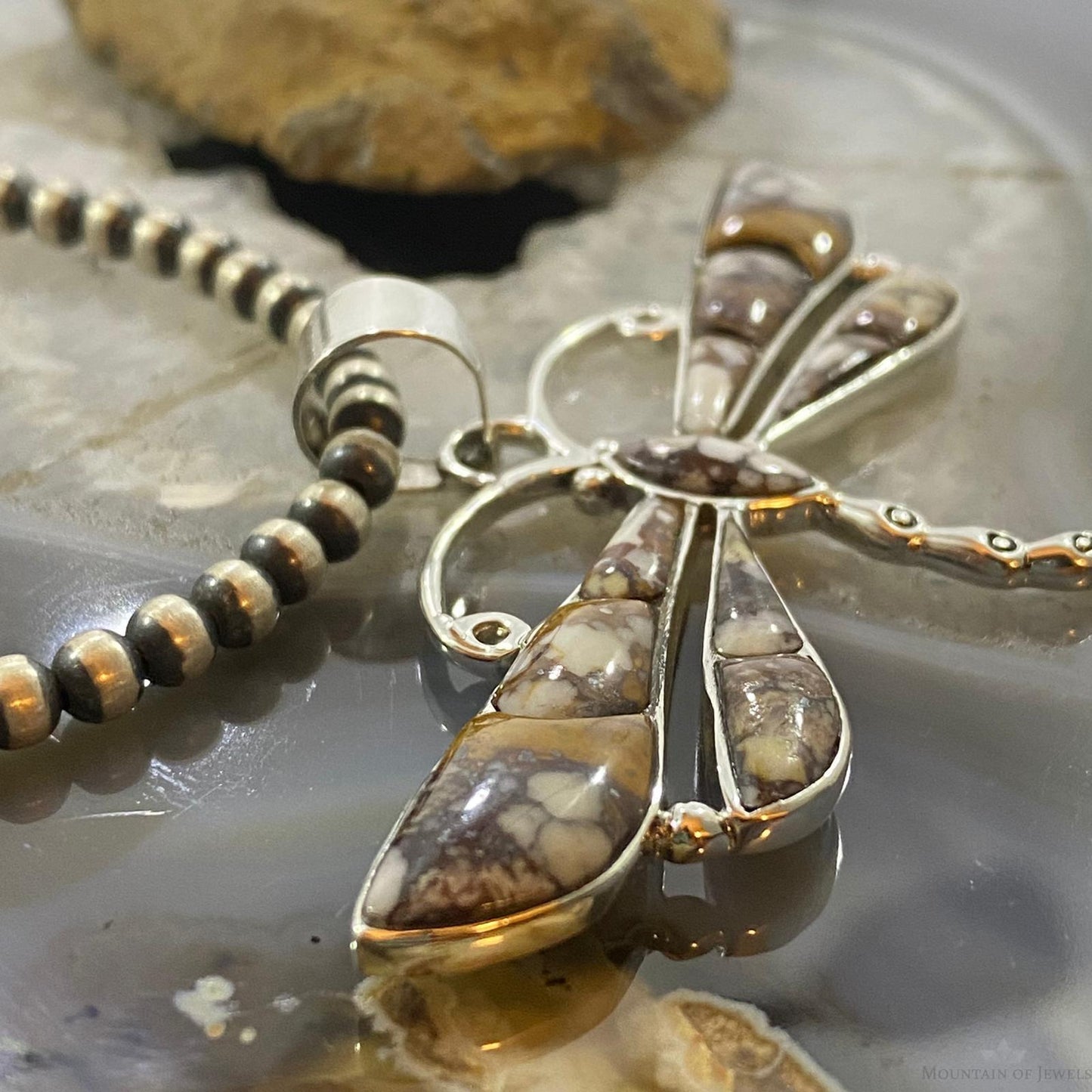 Native American Sterling Silver Wild Horse Dragonfly Pendant For Women