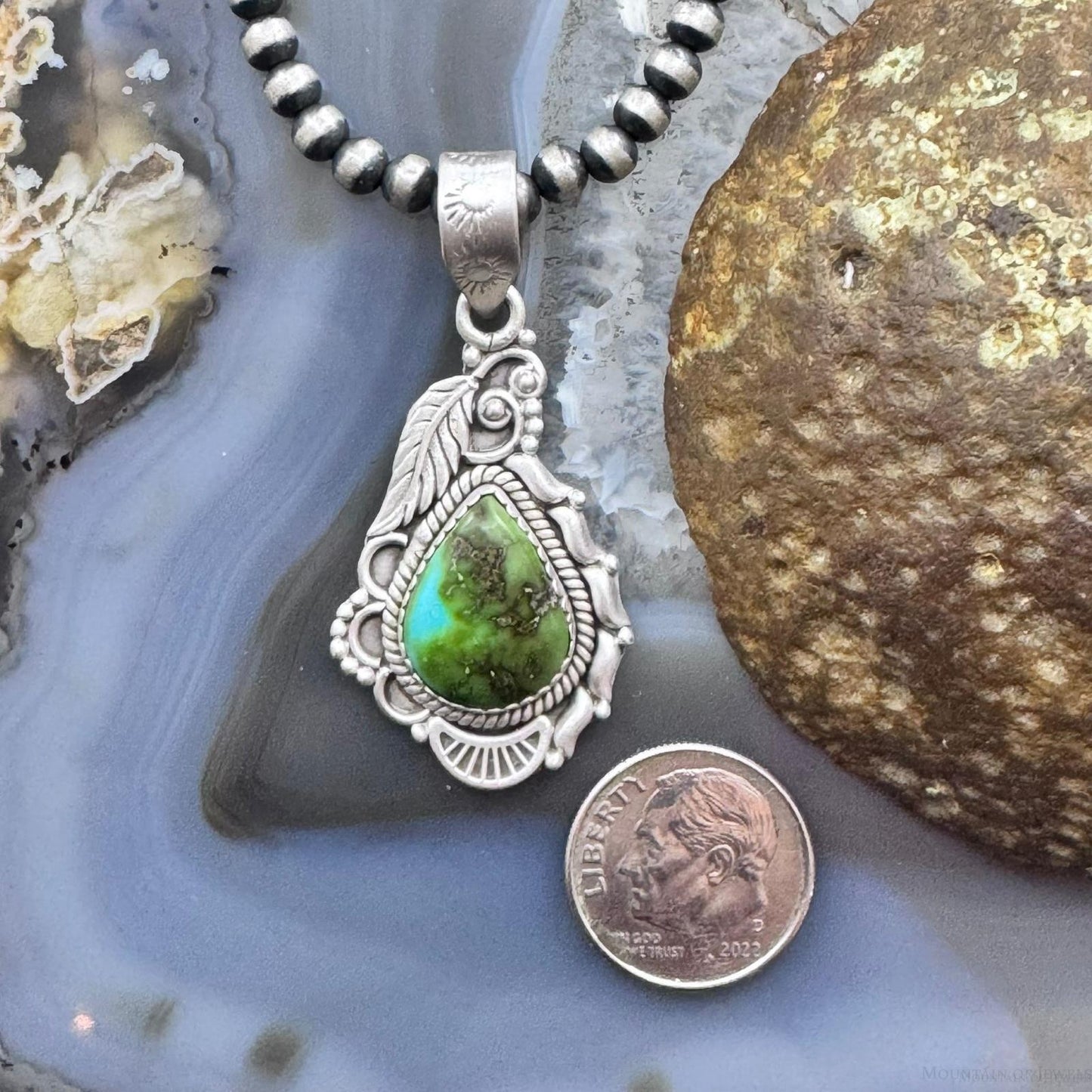 Sterling Silver Southwestern Style Teardrop Sonora Gold Turquoise Decorated Pendant For Women