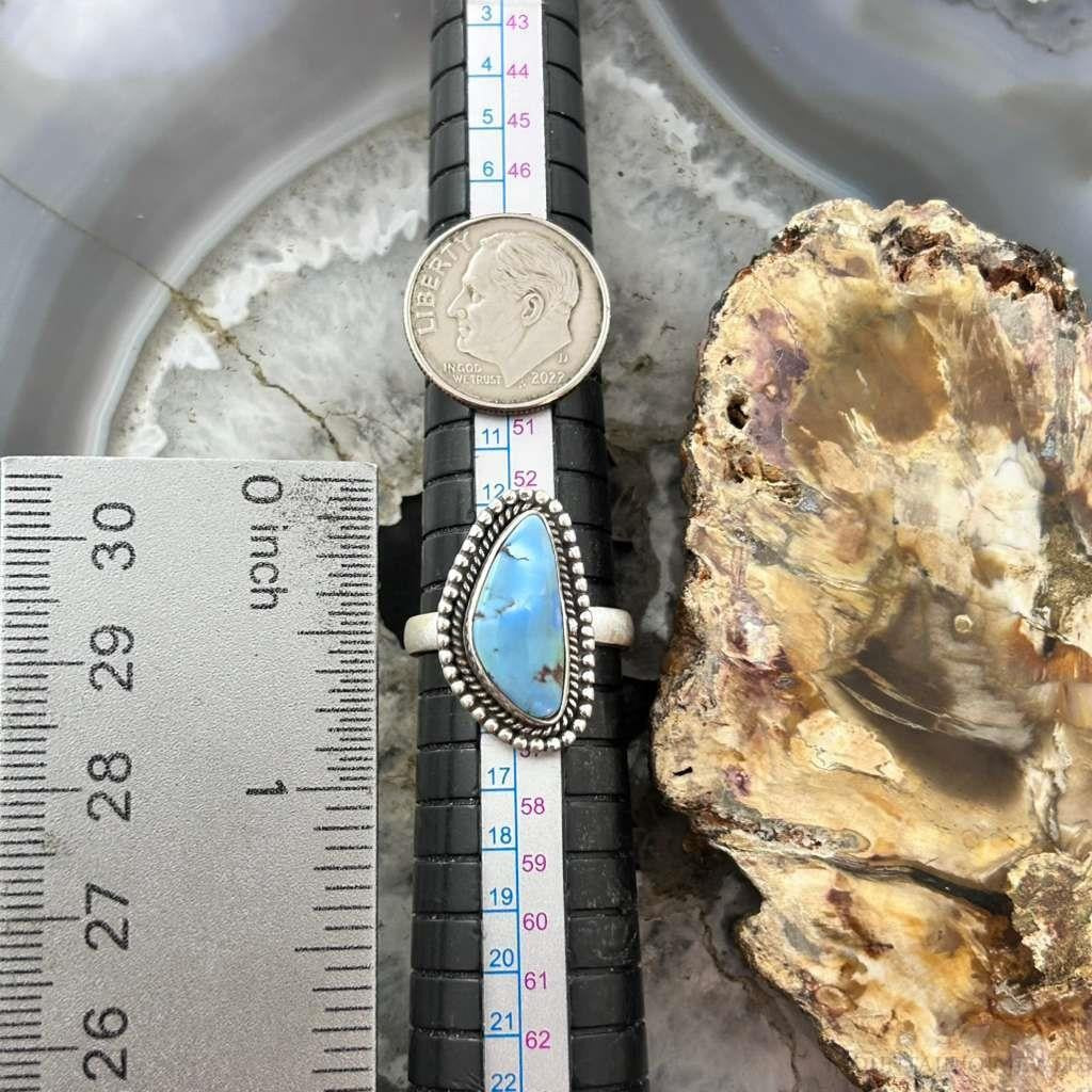 Sterling Silver Southwestern Style Golden Hill Turquoise Adjustable Ring For Women
