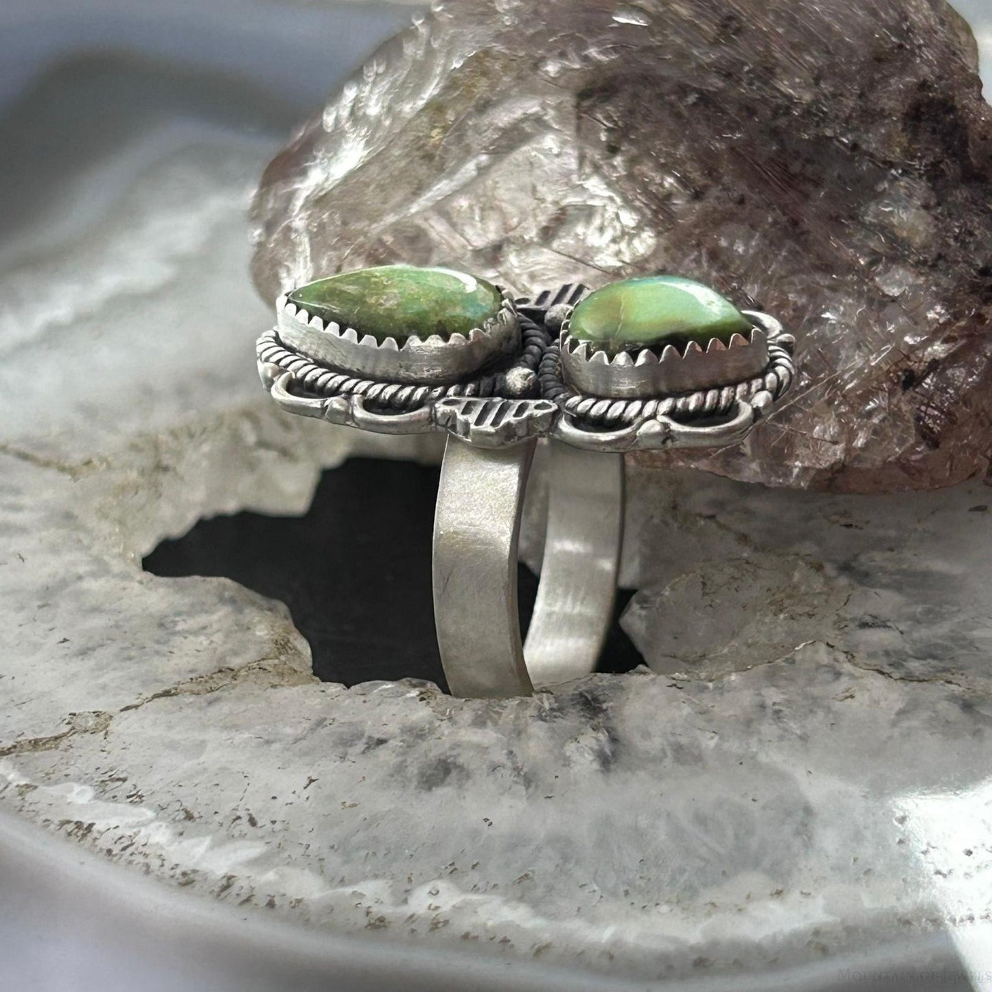 Sterling Silver Southwestern Style Sonora Gold Turquoise Adjustable Ring For Women #10