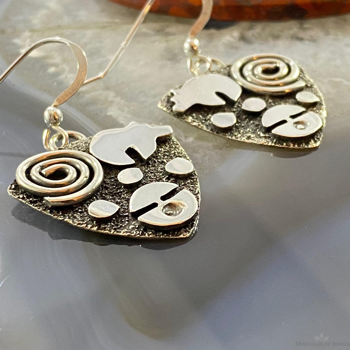 Alex Sanchez Sterling Silver Guitar Picks Petroglyph Dangle Earrings For Women #2