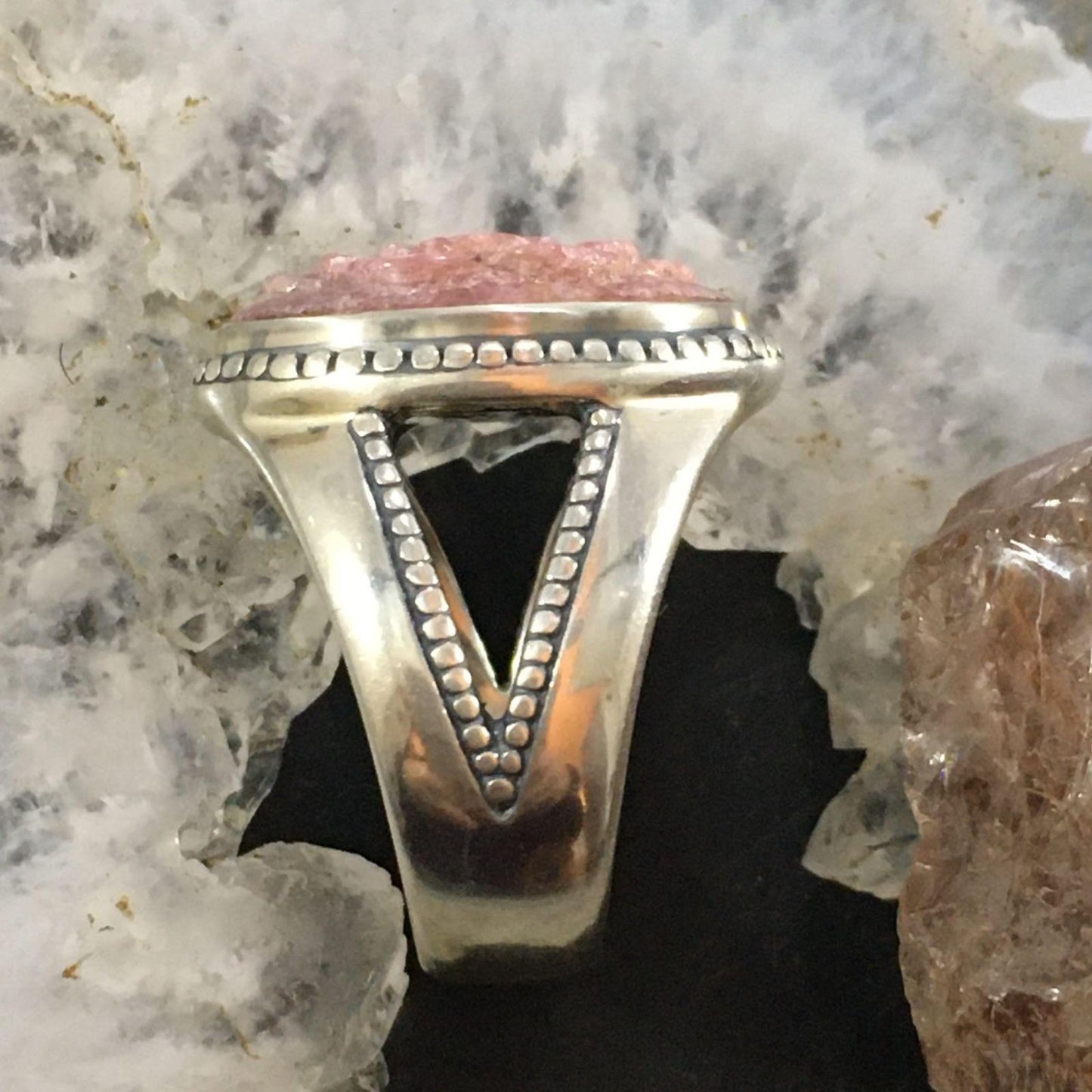 Carolyn Pollack Southwestern Style Sterling Silver Rhodonite Carved Rose Ring For Women