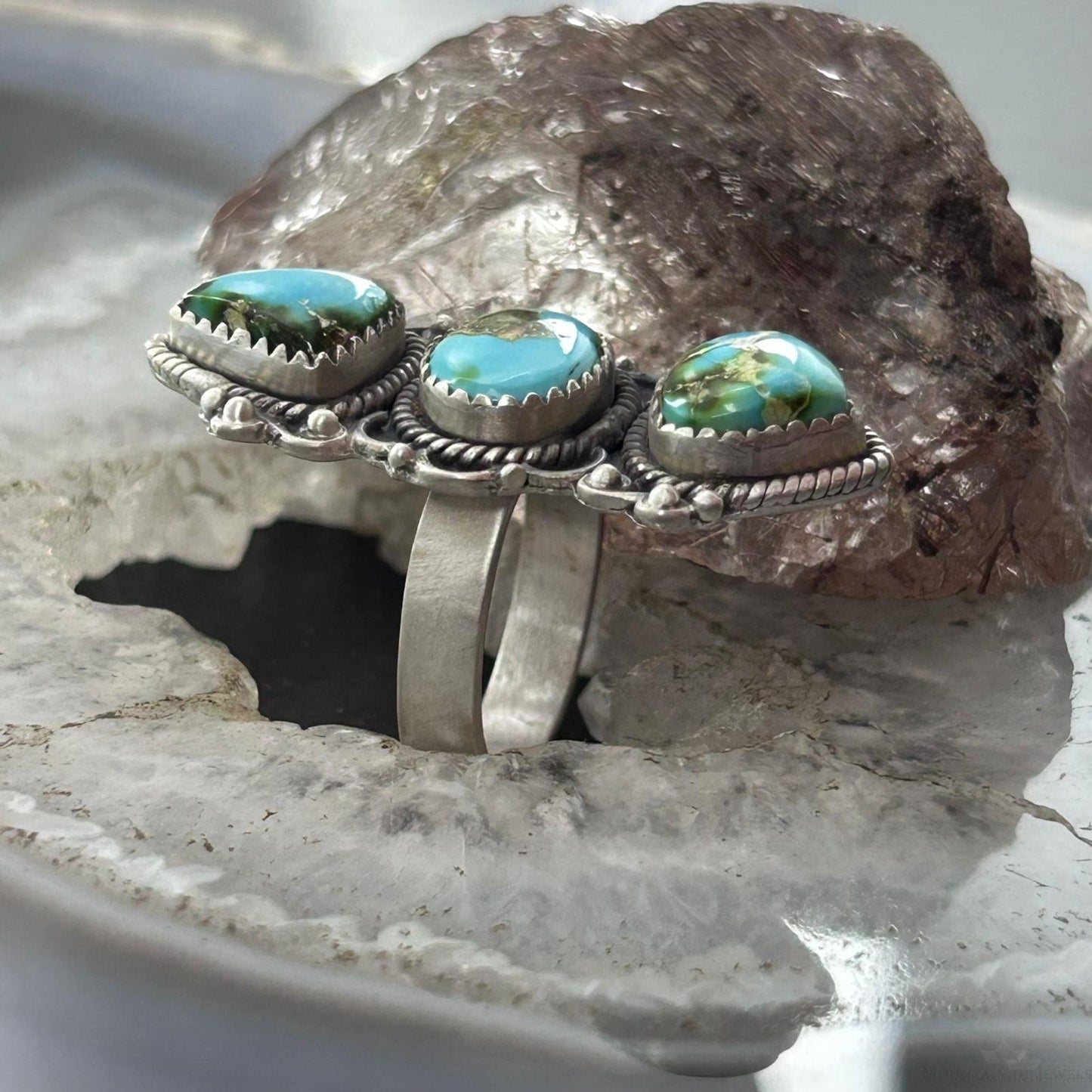 Sterling Silver Southwestern Style Sonora Gold Turquoise Adjustable Ring For Women #1