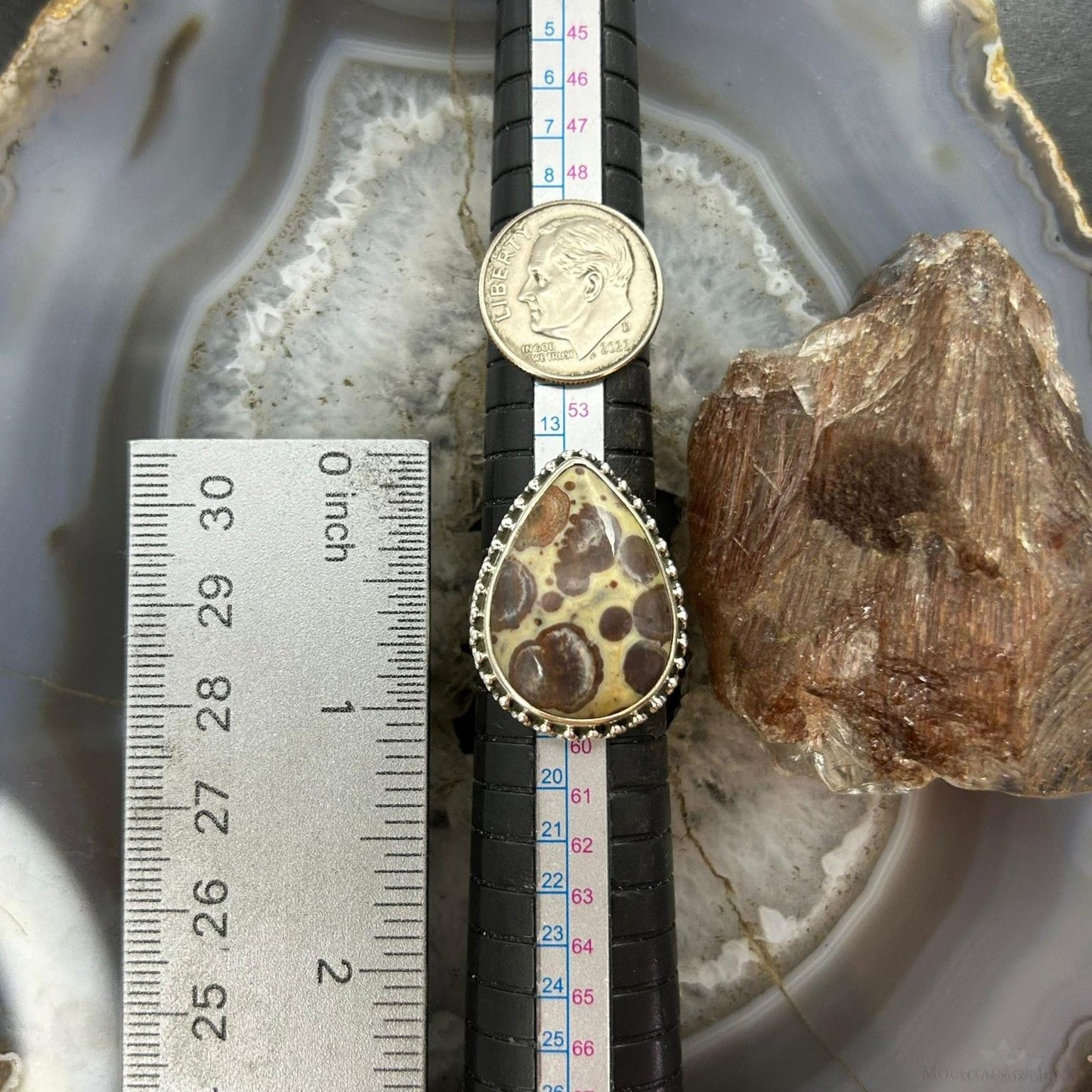 Sterling Silver Southwestern Style Teardrop Madagascan Asteroid Jasper Ring For Women