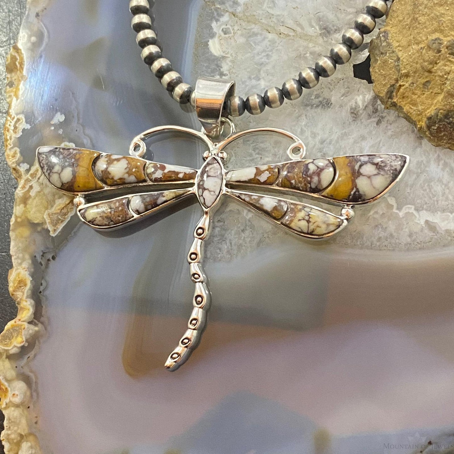 Native American Sterling Silver Wild Horse Dragonfly Pendant For Women