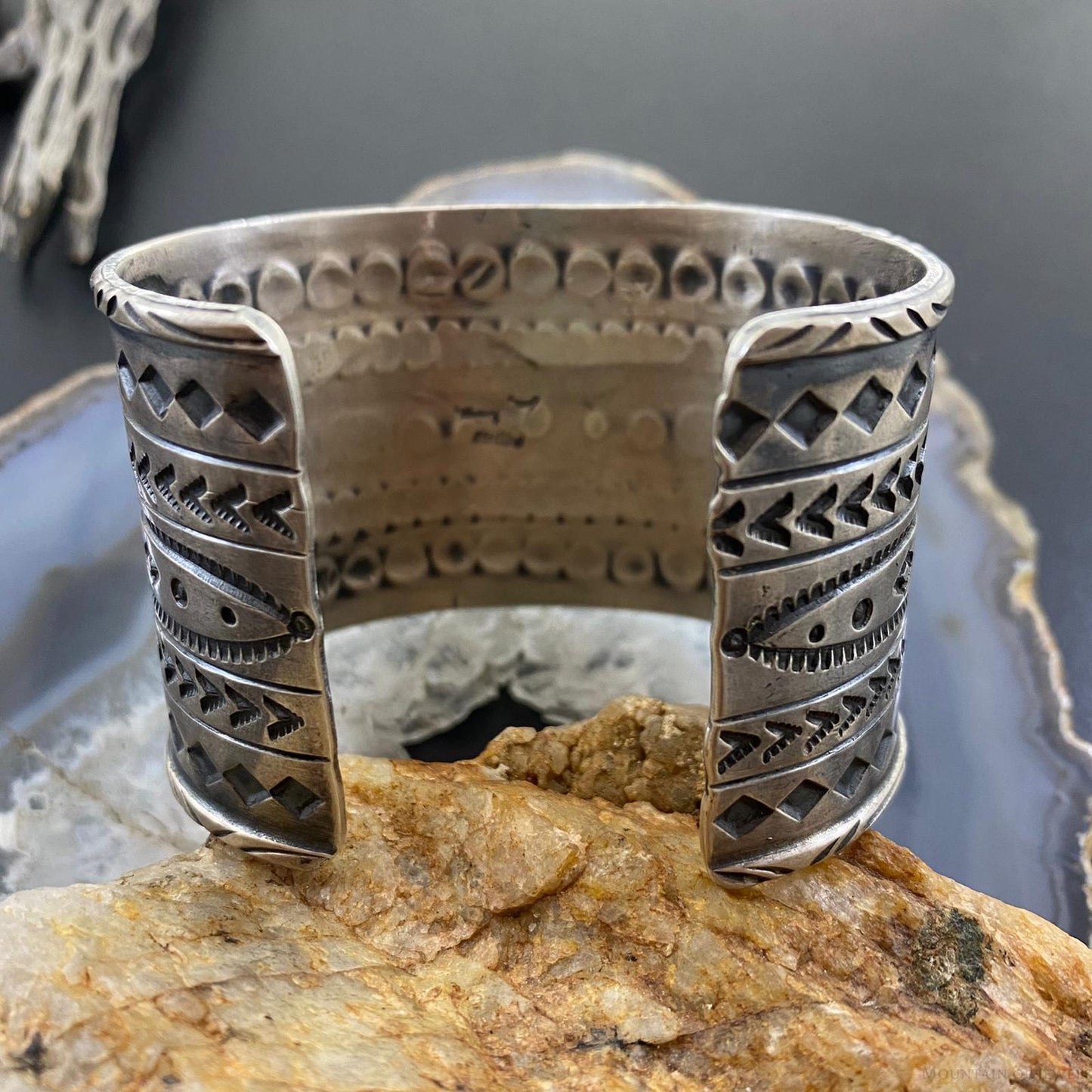 Tawney Cruz-Willie Sterling Silver Turquoise Stamped Wide Bracelet For Women
