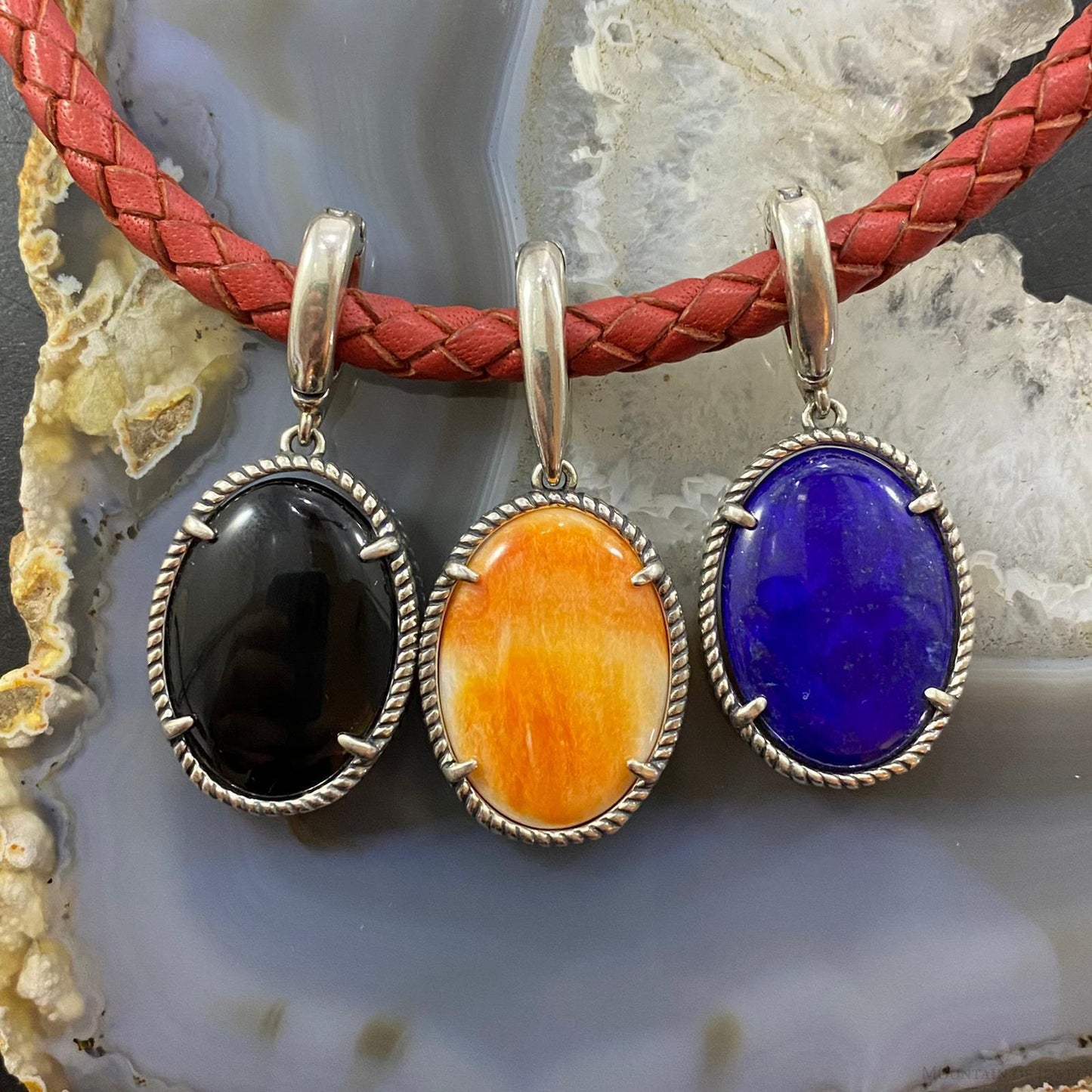 Carolyn Pollack Vintage Southwestern Style Sterling Double Sided Stone Pendant