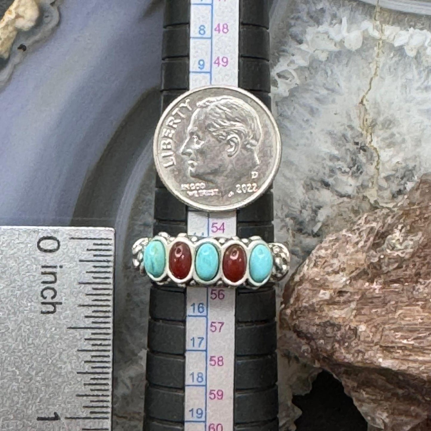 Carolyn Pollack Sterling Silver Turquoise & Carnelian Ring For Women Size Variety