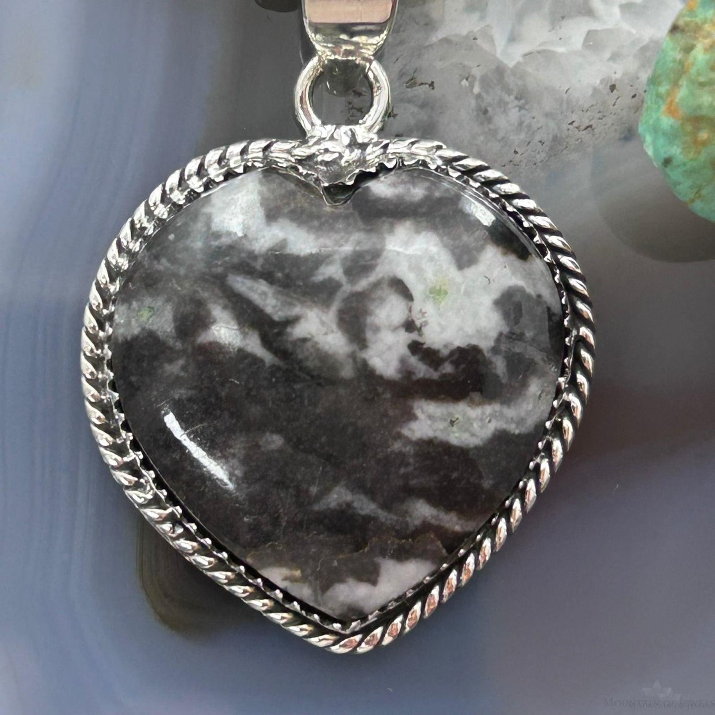 Sterling Silver Southwestern Style White Buffalo Heart Pendant For Women #1