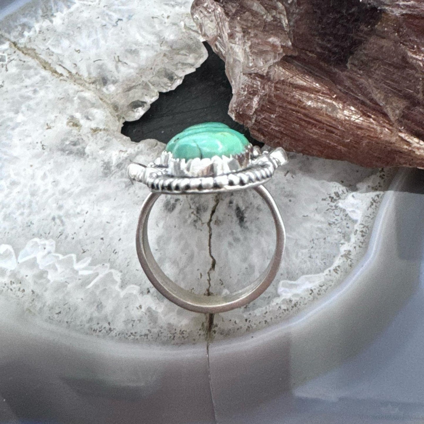 Sterling Silver Southwestern Style 3 Green Turquoise Adjustable Ring For Women