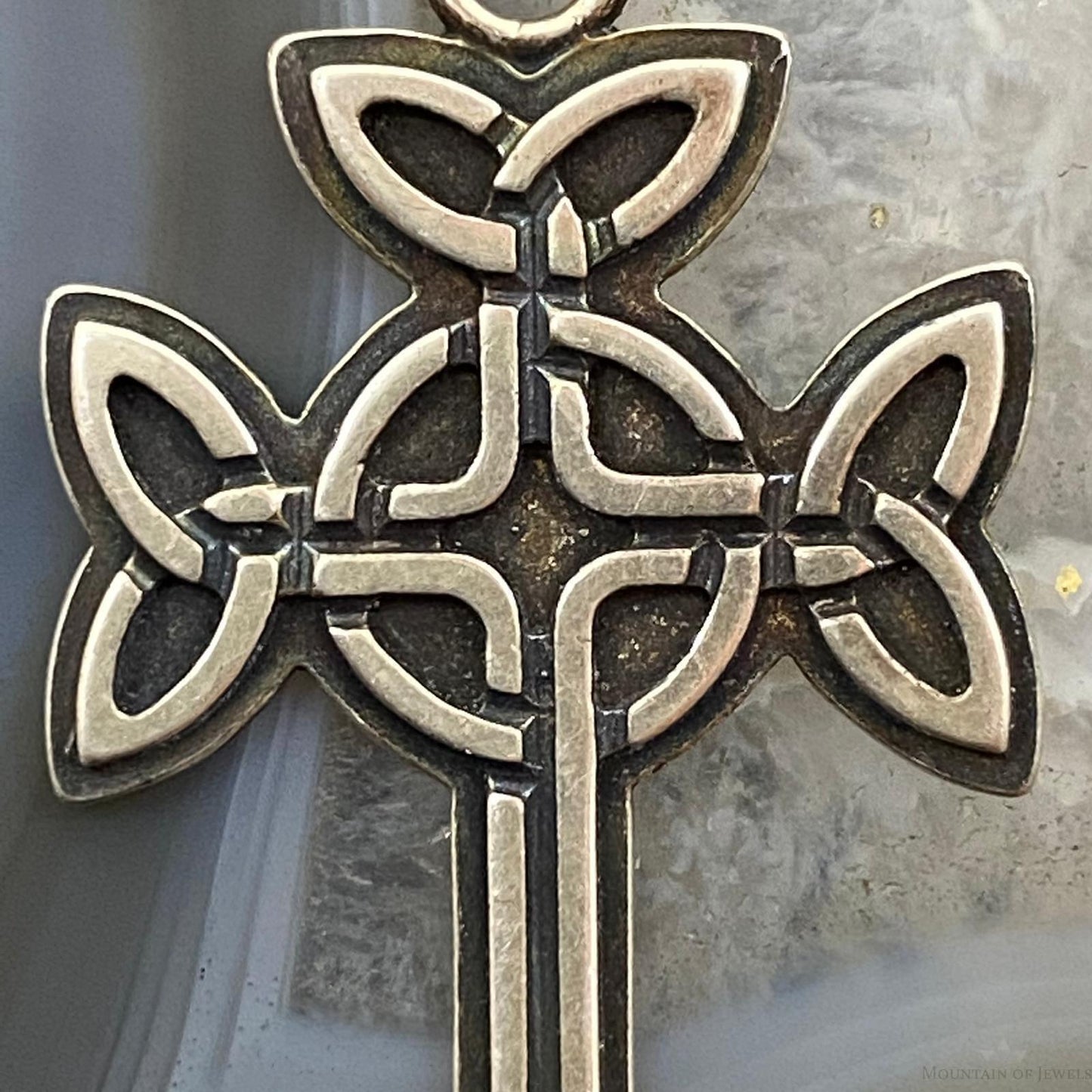 Vintage Signed Anderson Sterling Silver Overlay Celtic Cross Unisex Pendant