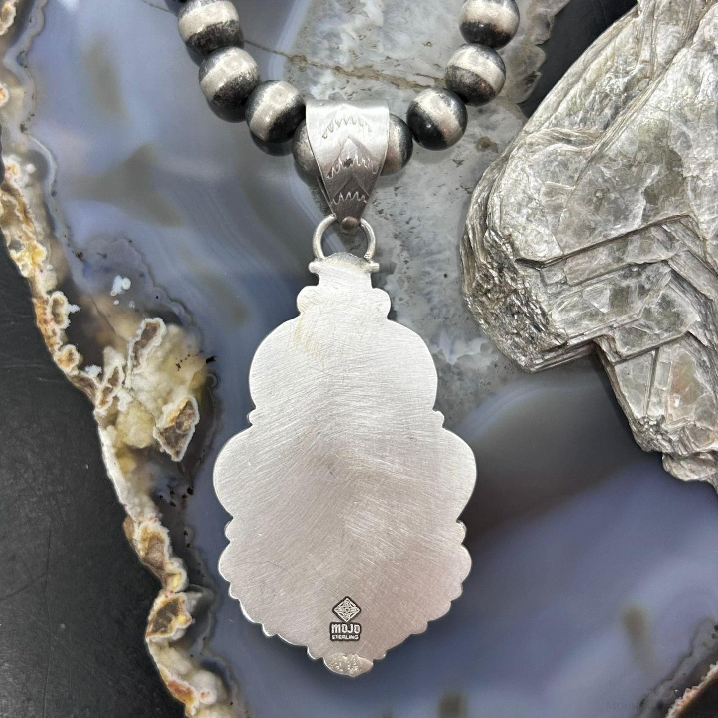 Sterling Silver Southwestern Style Teardrop Peanut Obsidian Pendant For Women