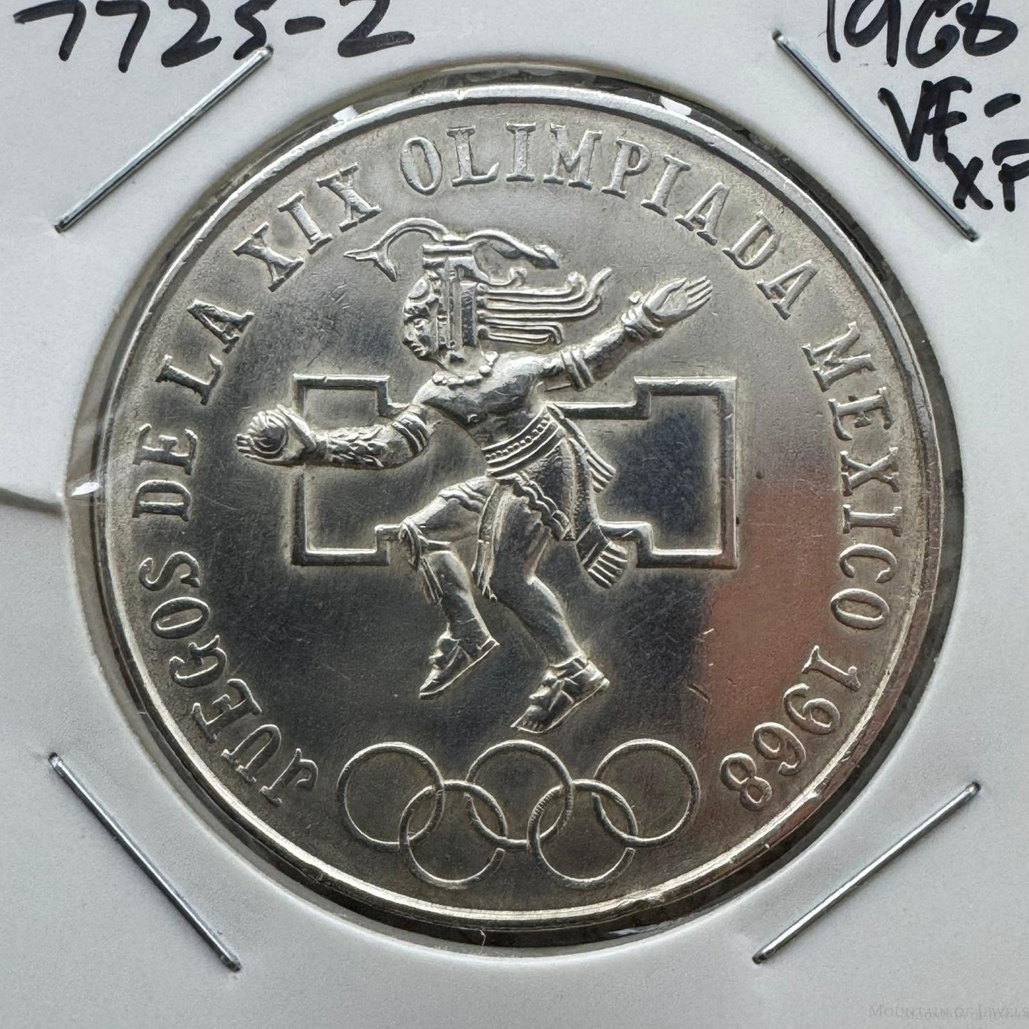 1968 Mexico 72% Silver Olympic Games 25 Pesos VF-XF #7725-2