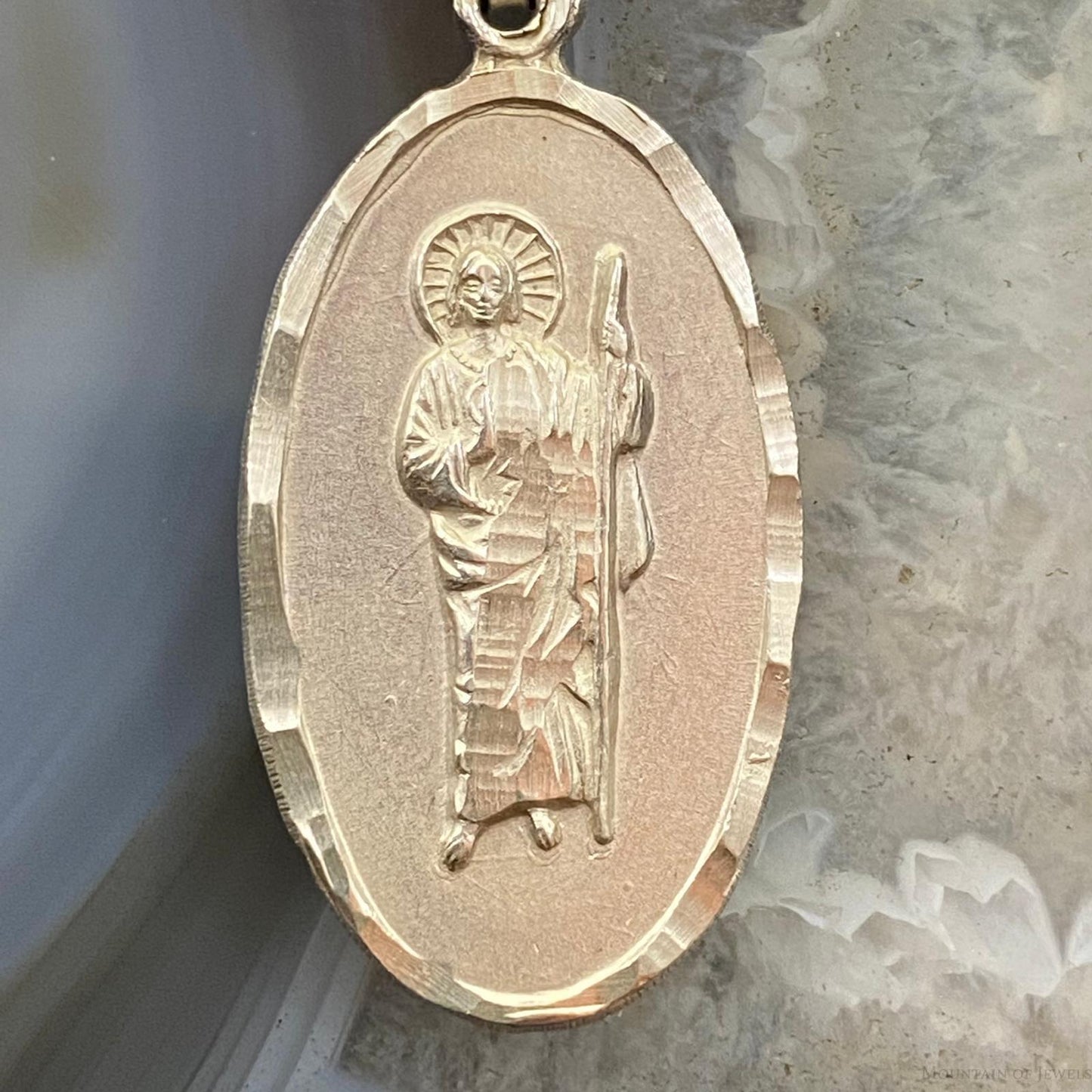 Sterling Silver Double Sided Sacred Saint Pendant with Necklace 18"