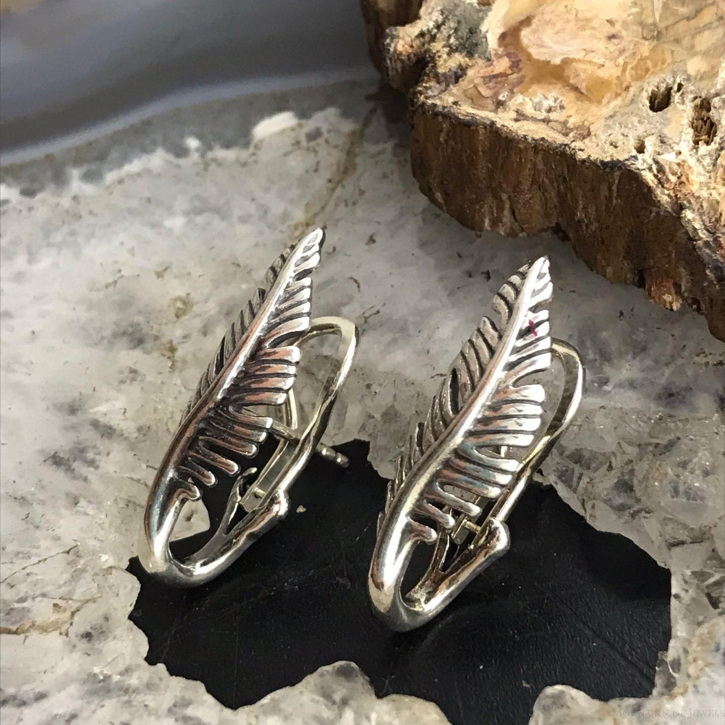 Carolyn Pollack Sterling Silver Detailed Feather Post Earrings For Women