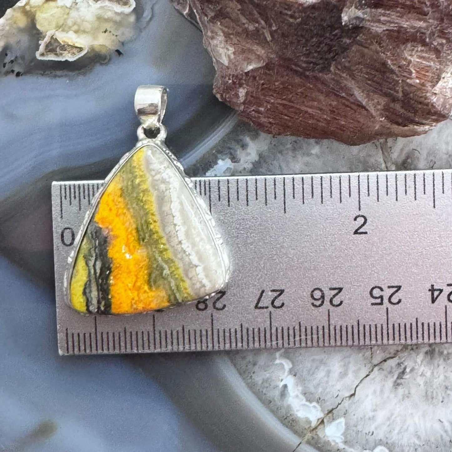 Sterling Silver Southwestern Style Triangle Eclipse Jasper Pendant For Women