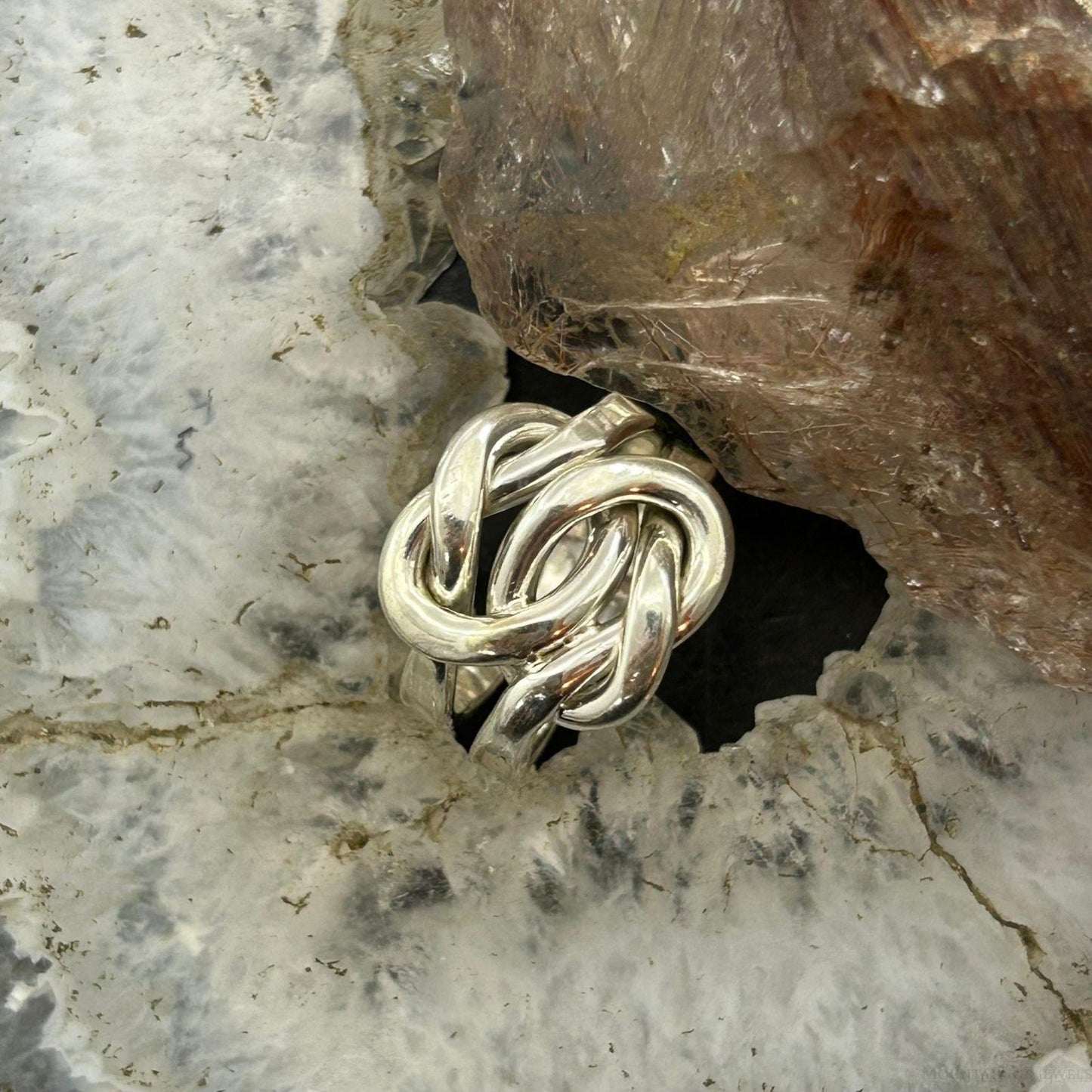 Sterling Silver Double Knotted Modern Ring For Women, Taxco Mexico