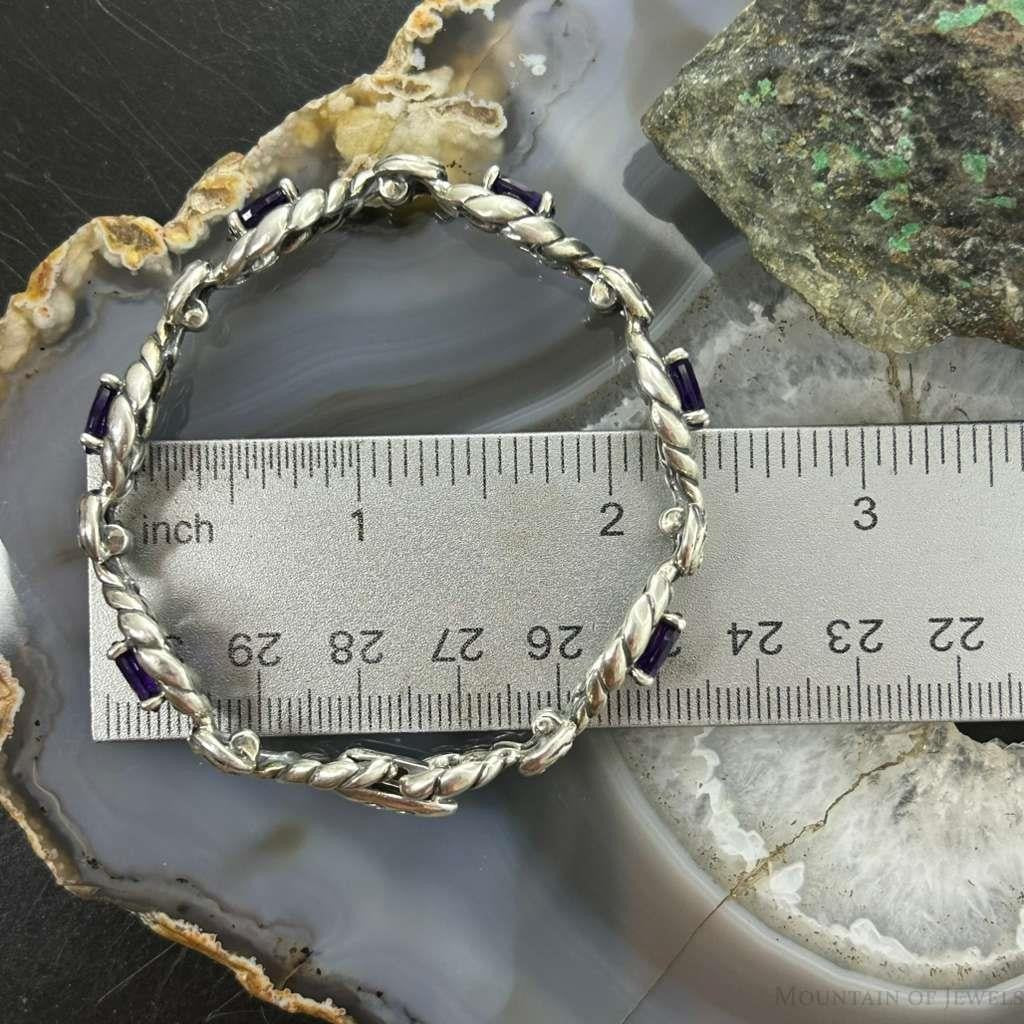 Carolyn Pollack Sterling Silver 6 Faceted Amethyst Link Bracelet For Women