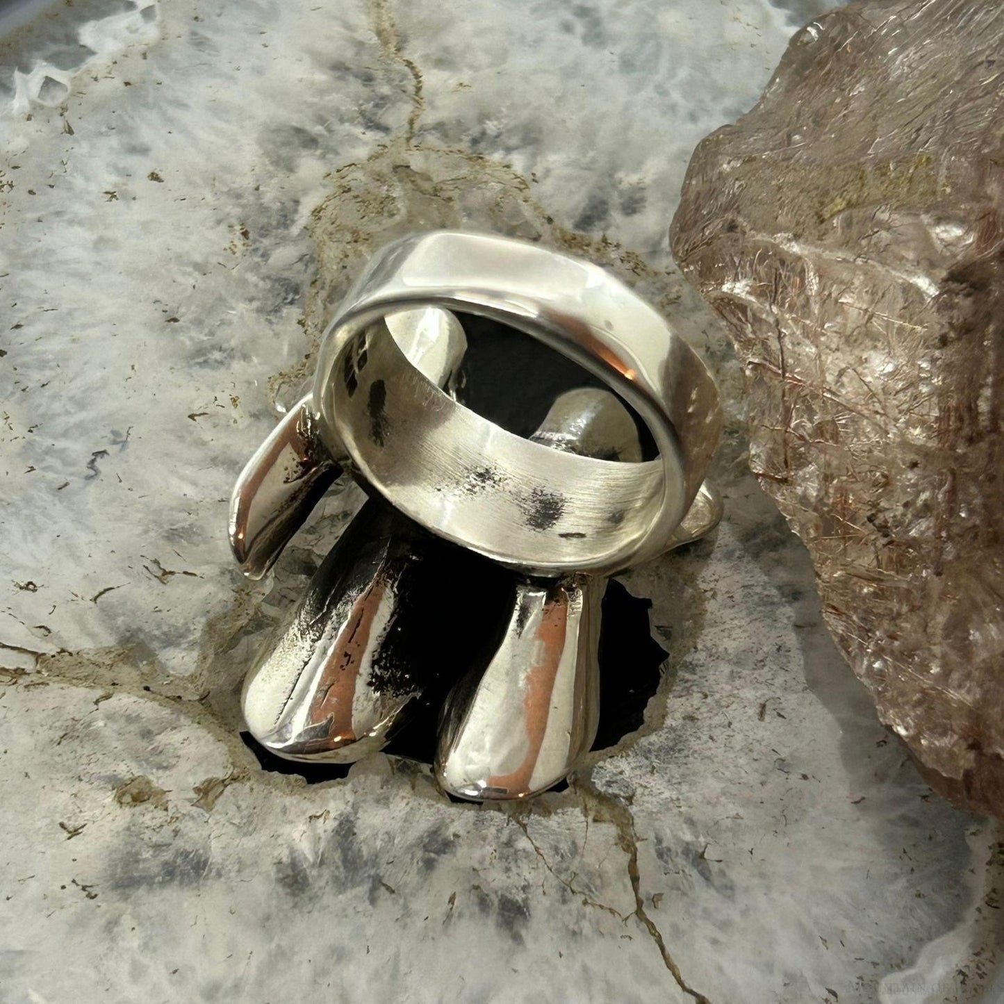Sterling Silver Wave Design Modern Fashion Ring Sz 9.75 For Women, Taxco Mexico