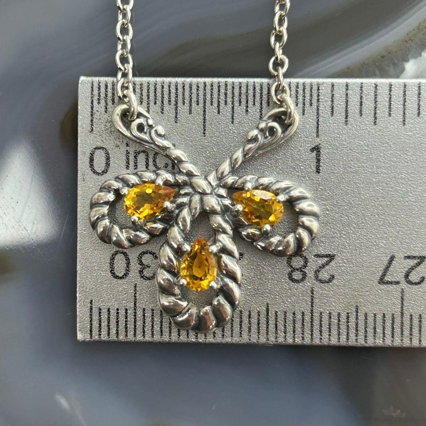 Carolyn Pollack Vintage Sterling Silver Twisted Rope w/Citrine 18"-20" Necklace For Women