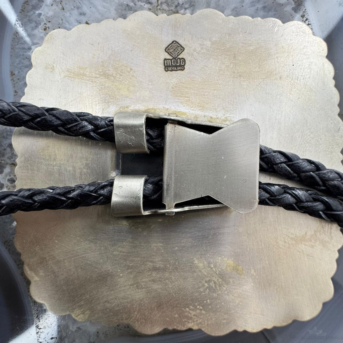 Sterling Silver Southwestern Style Square Azurite Malachite Bolo Tie For Men