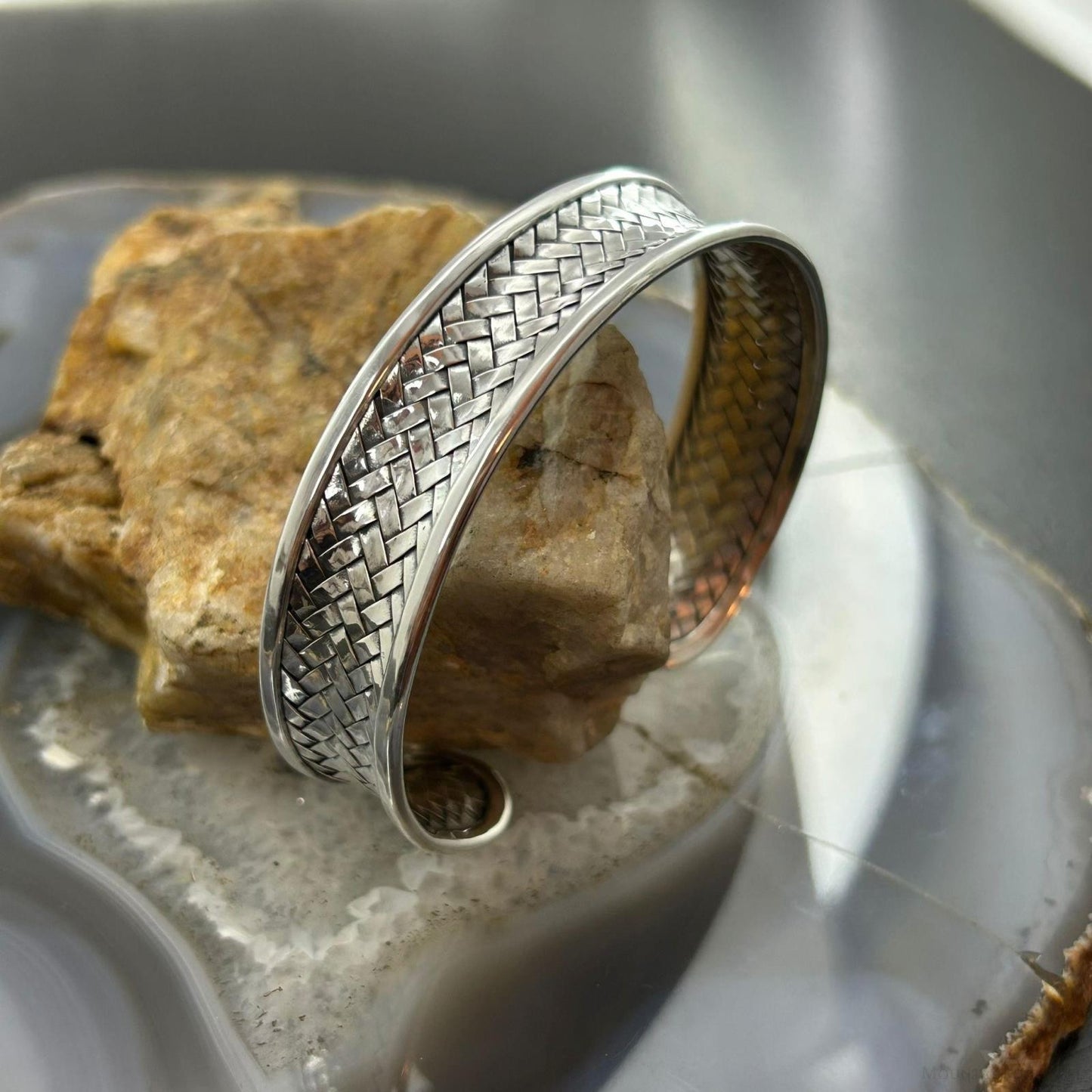 Sterling Silver Woven Decorated Flexible & Adjutable Fashion Bracelet For Women