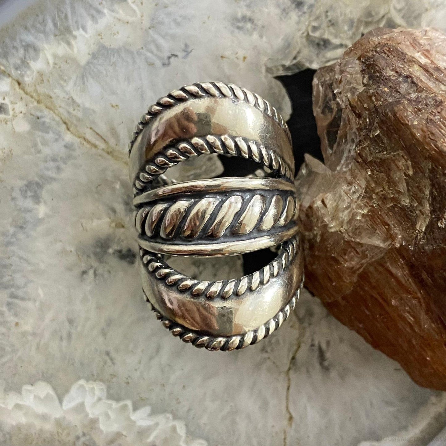 Carolyn Pollack Vintage Sterling Silver Decorated Ropes & Bands Ring For Women