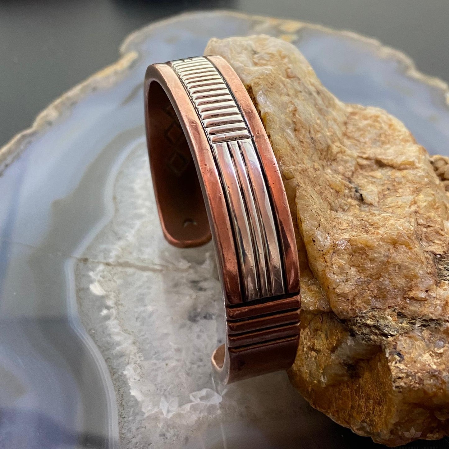 Jonathan Nez Navajo Sterling Silver and Copper Heavy Gauge Bracelet For Women