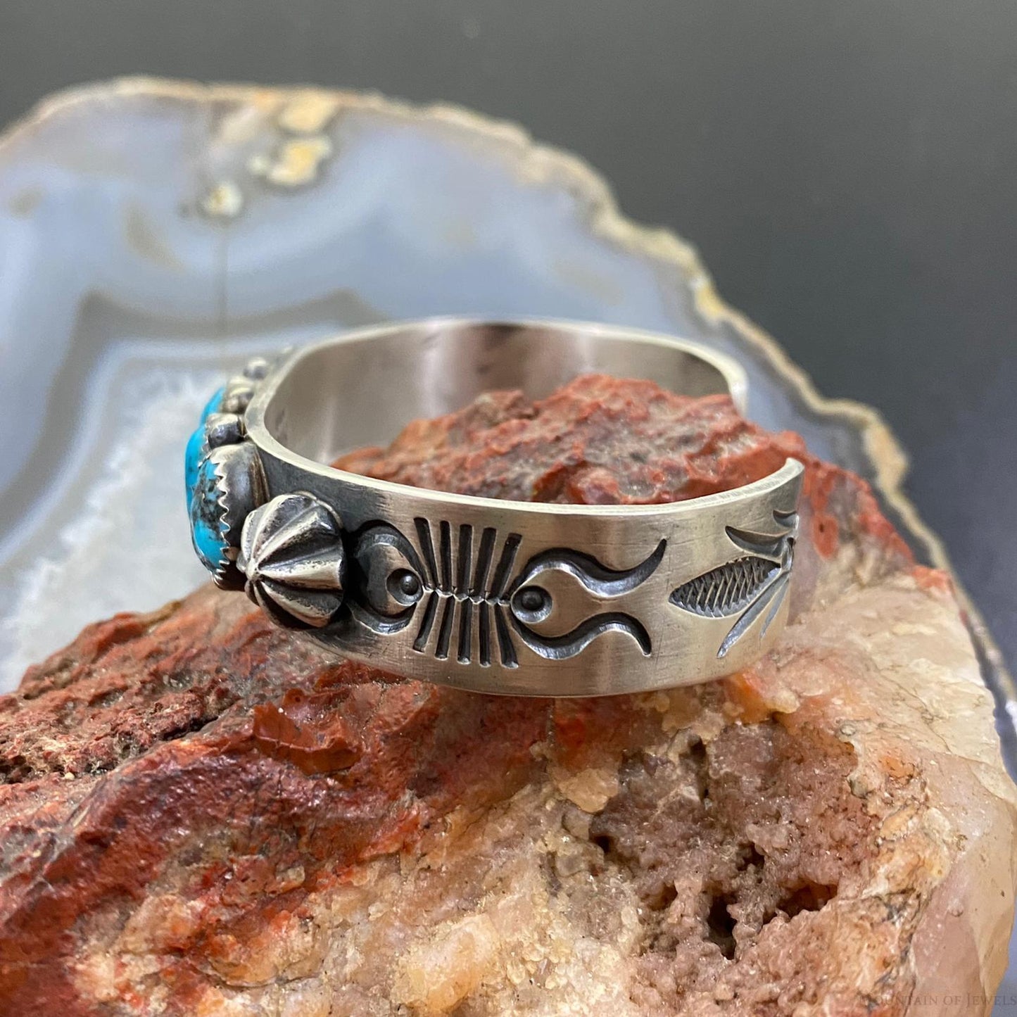 Eva & Linberg Billah Sterling Silver Chunky Turquoise Bracelet For Women and Men