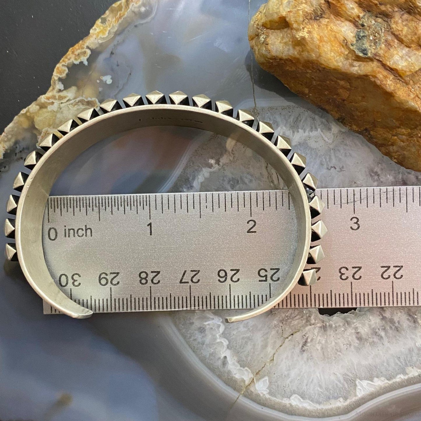 Leander Tahe Native American Sterling Heavy Geometric Bracelet For Men