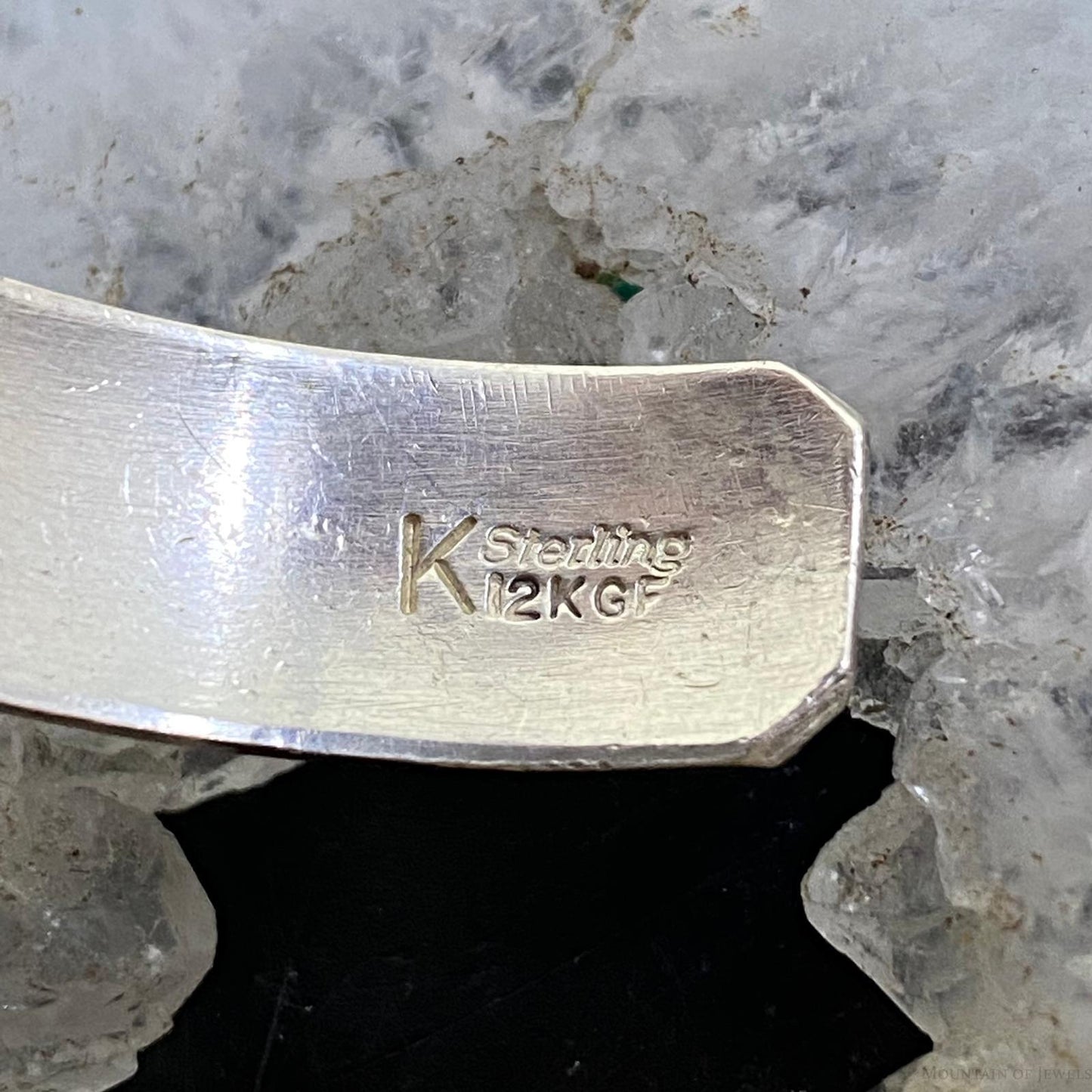 Native American Sterling Silver & 12K GF Stamped Stackable Bracelet For Women