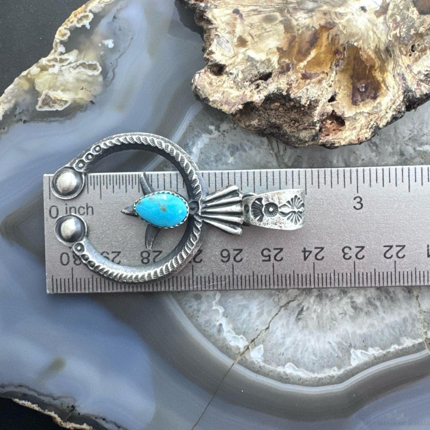Eva & Linberg Billah Sterling Silver Teardrop Turquoise Decorated Unisex Naja Pendant