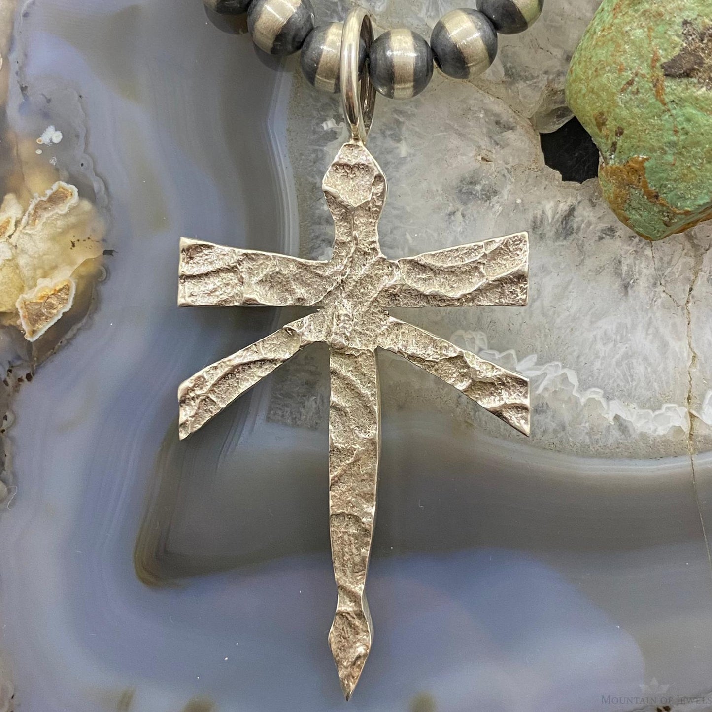 Ira Custer Native American Sterling Silver Tufa Cast Dragonfly Unisex Pendant