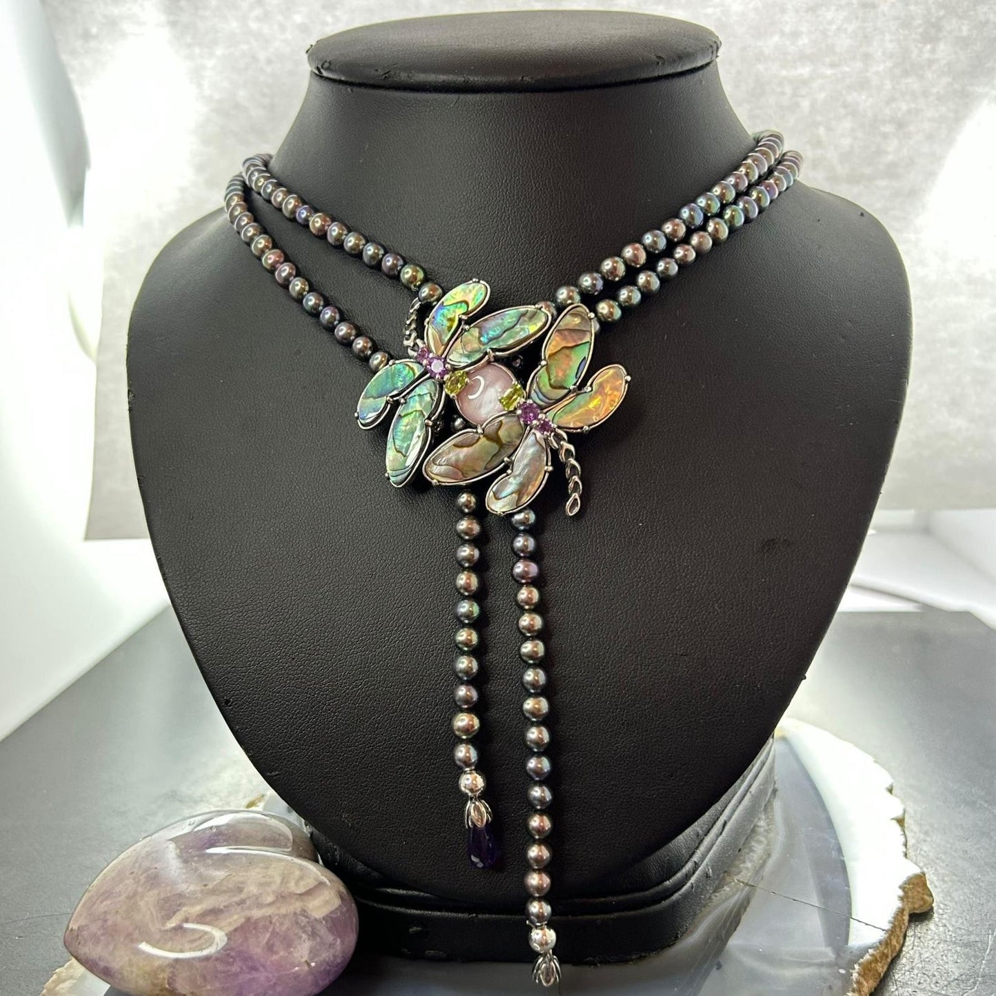 Carolyn Pollack Southwestern Style Sterling Silver Abalone Dragonflies Necklace For Women