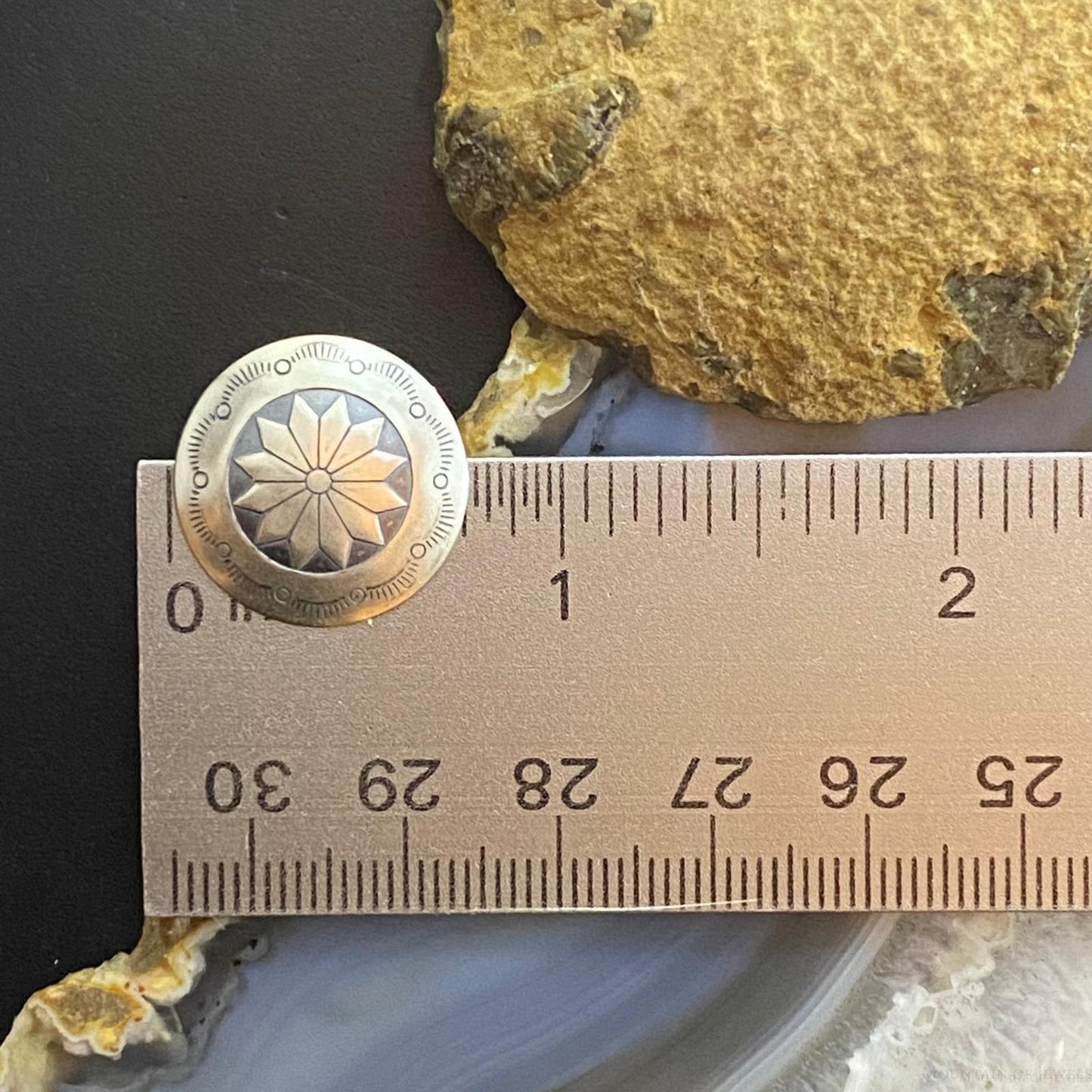 Native American Sterling Round Stamped Floral Concho Stud Earrings For Women