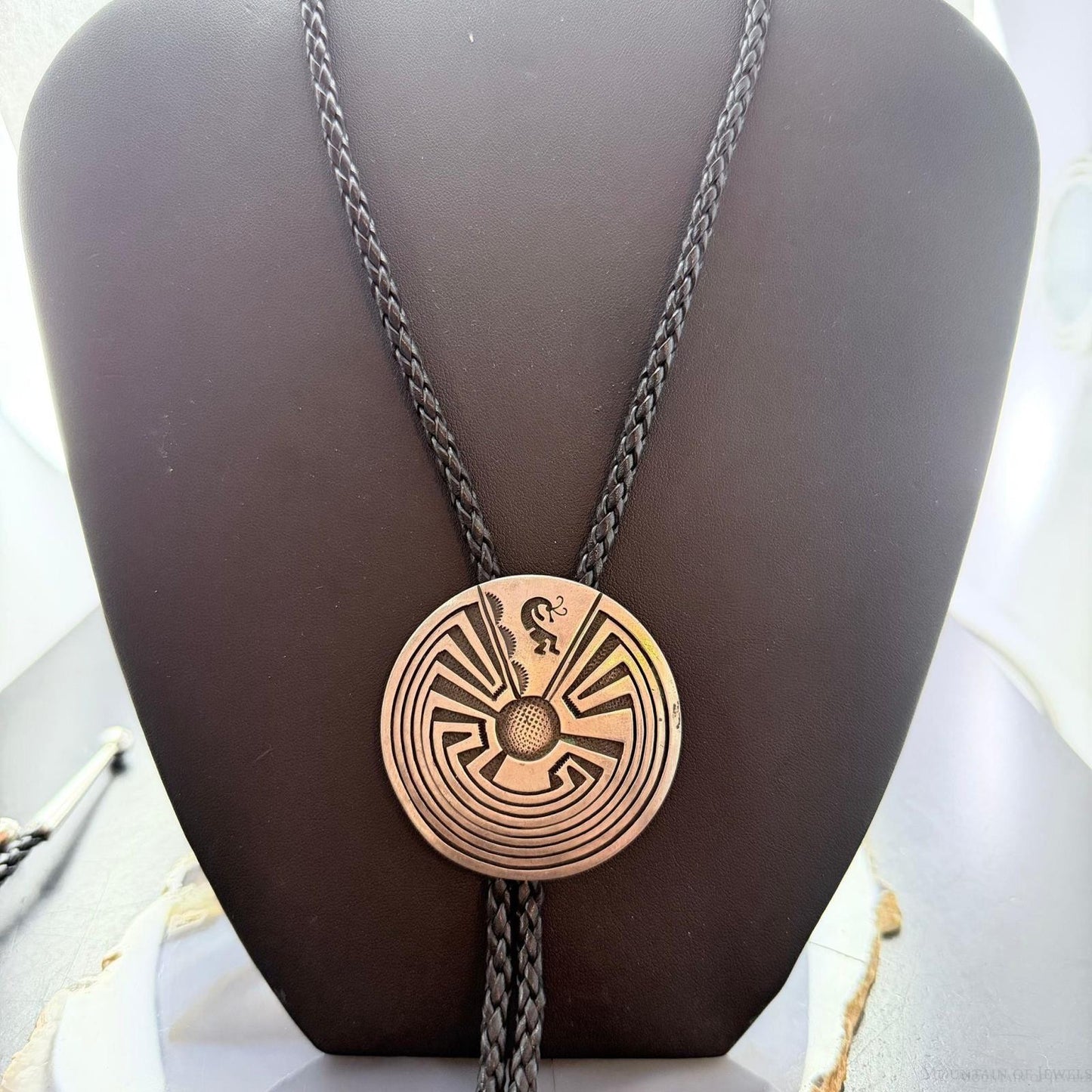 Vintage Hopi Native American Sterling Silver Man in the Maze Bolo Tie For Men