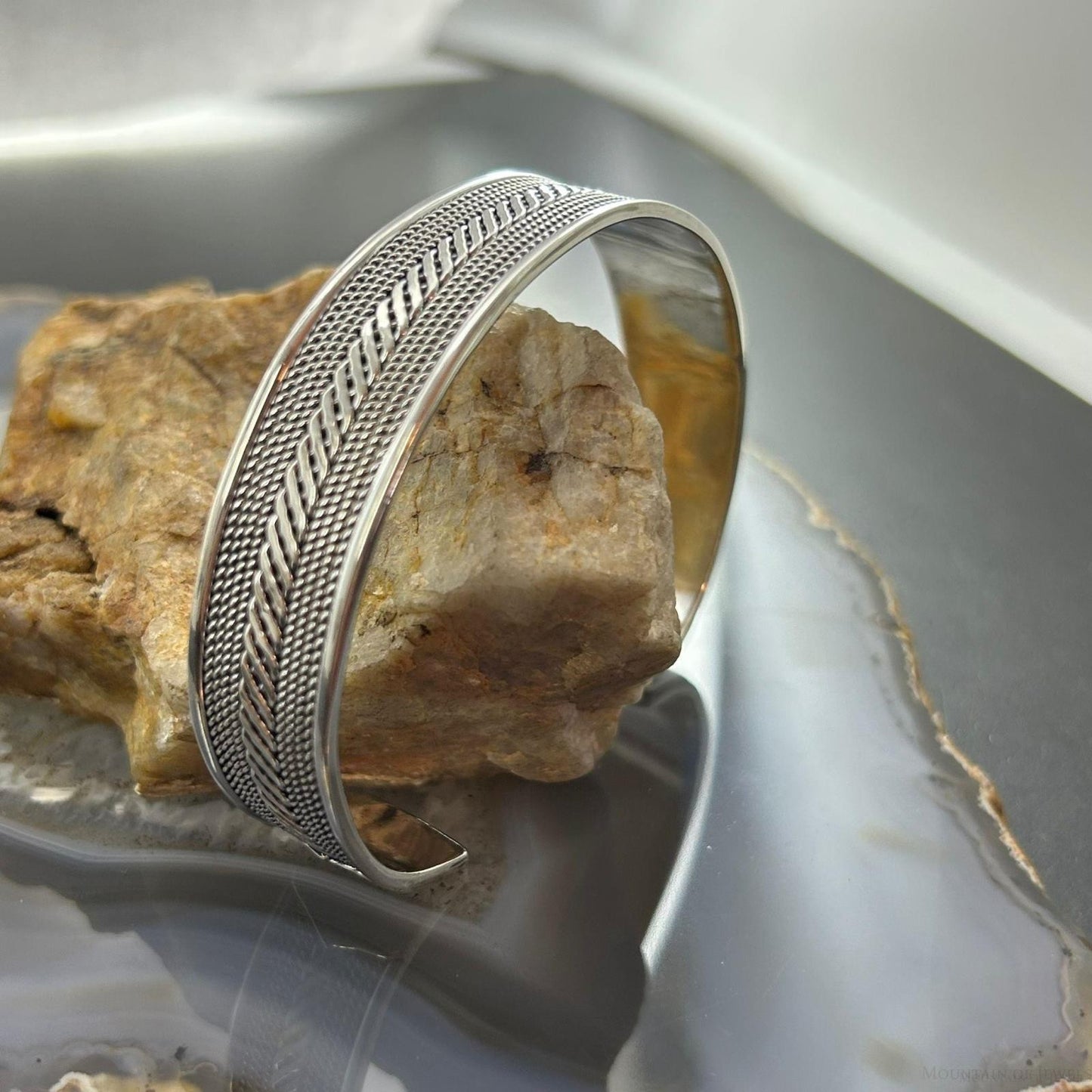 Sterling Silver Flexible & Adjutable Woven Decorated Fashion Bracelet For Women