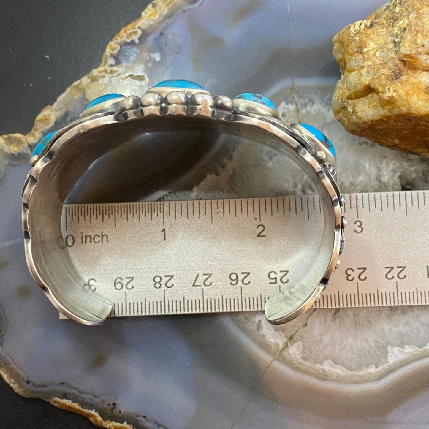 Paul Livingston Native American Sterling Silver Turquoise Decorated Bracelet For Women