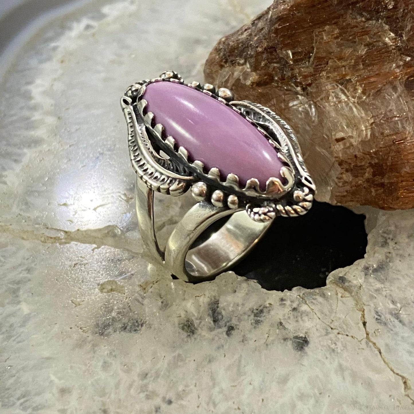 Carolyn Pollack Sterling Silver Marquise Phosphosiderite Decorated Ring For Women, Variety of Sizes