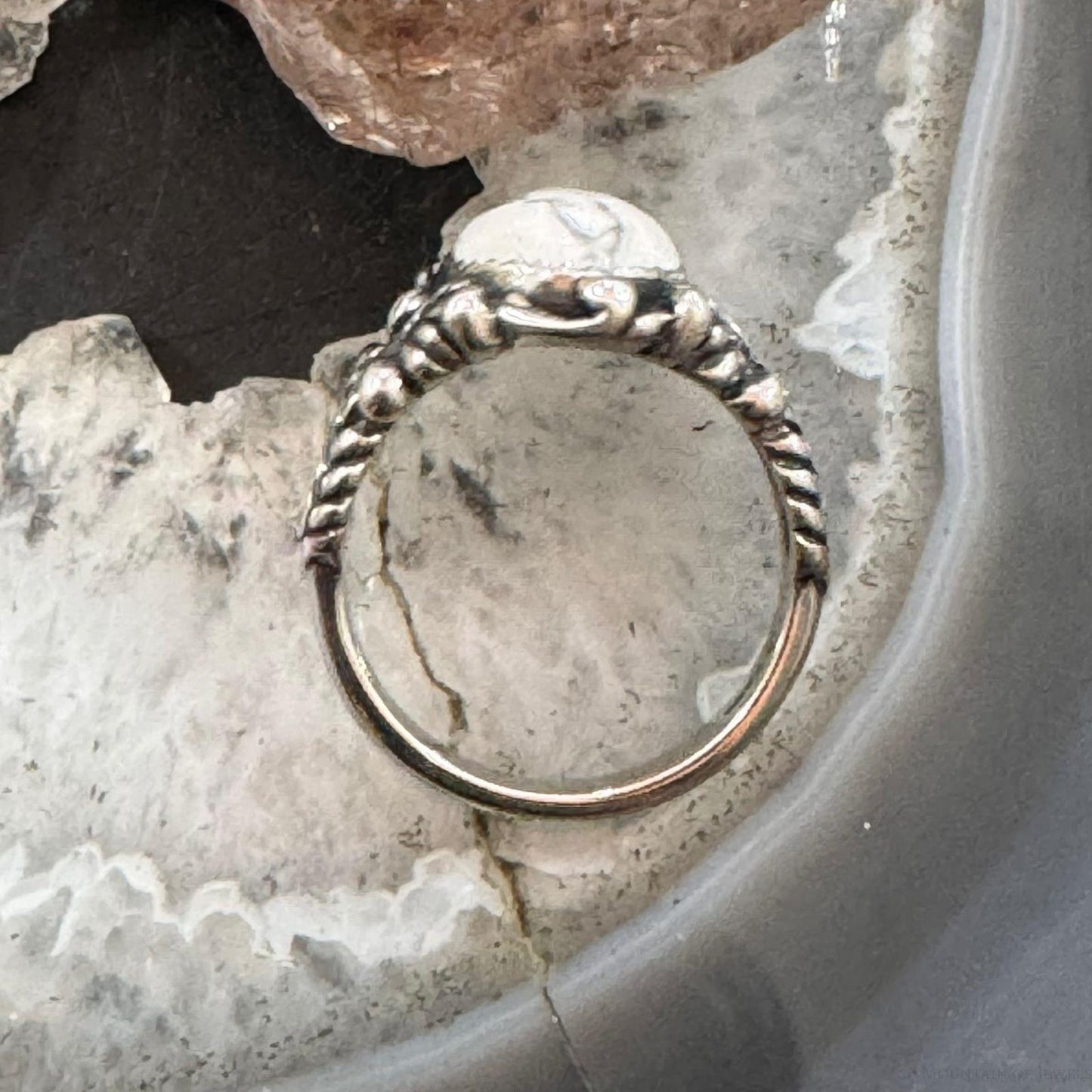 Carolyn Pollack Sterling Silver Oval Howlite Decorated Ring Size 8 For Women