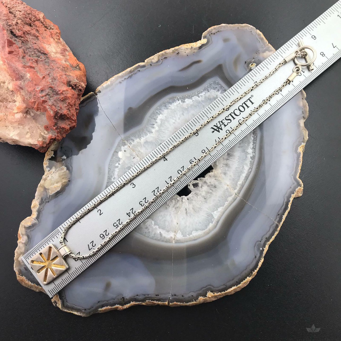 Cynthia Gale Sterling Silver Byzantine Necklace 17" With Charm